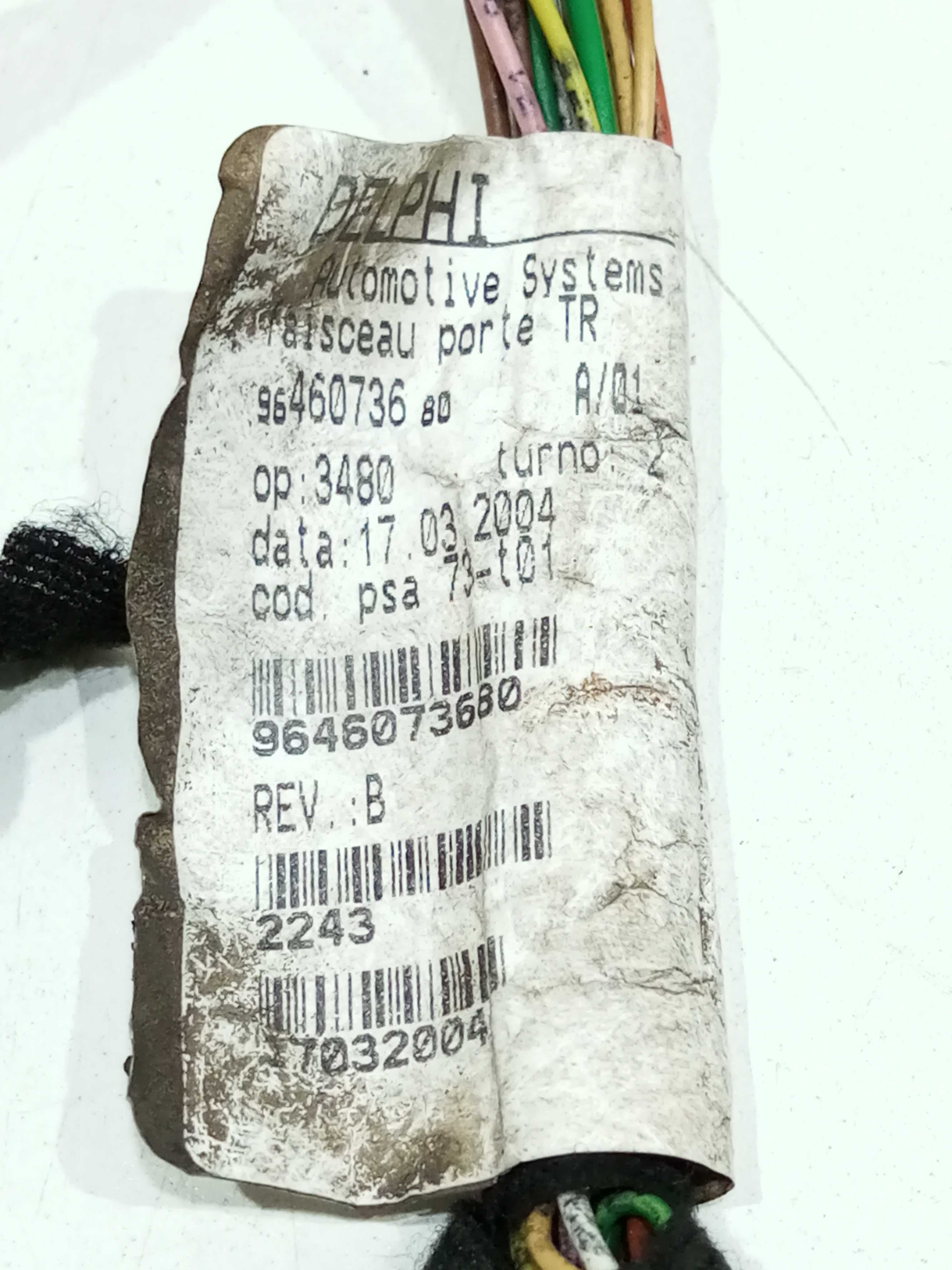 Chicote Porta Traseira Esquerda Peugeot 307 2.0 2004 Rallye 4
