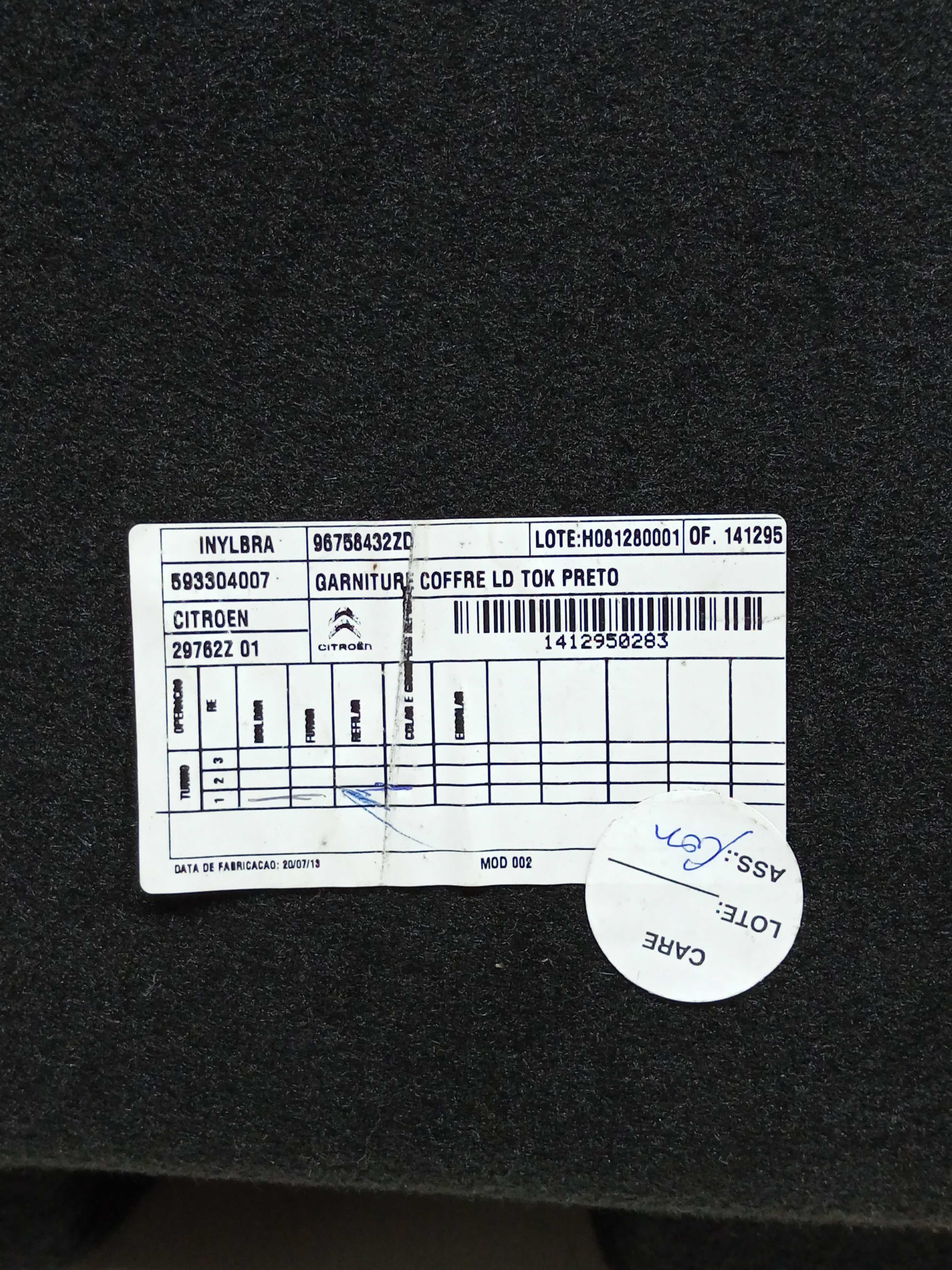 Forração  Porta Malas Lado Direito Citroen C3 1.6 2014 7