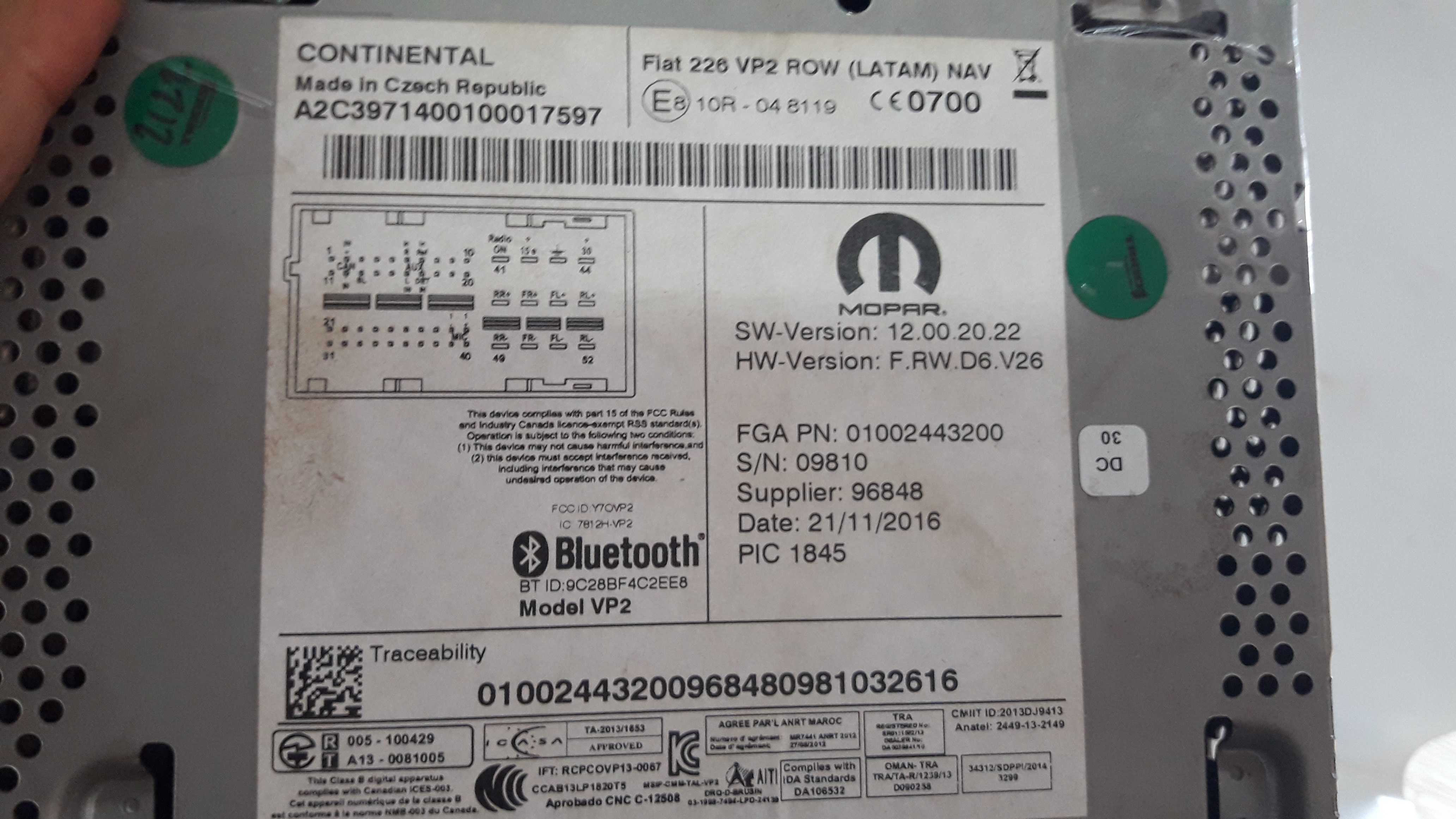 Multimídia Toro 16 A 21 Tomada Antena C Avaria 01002443200 8