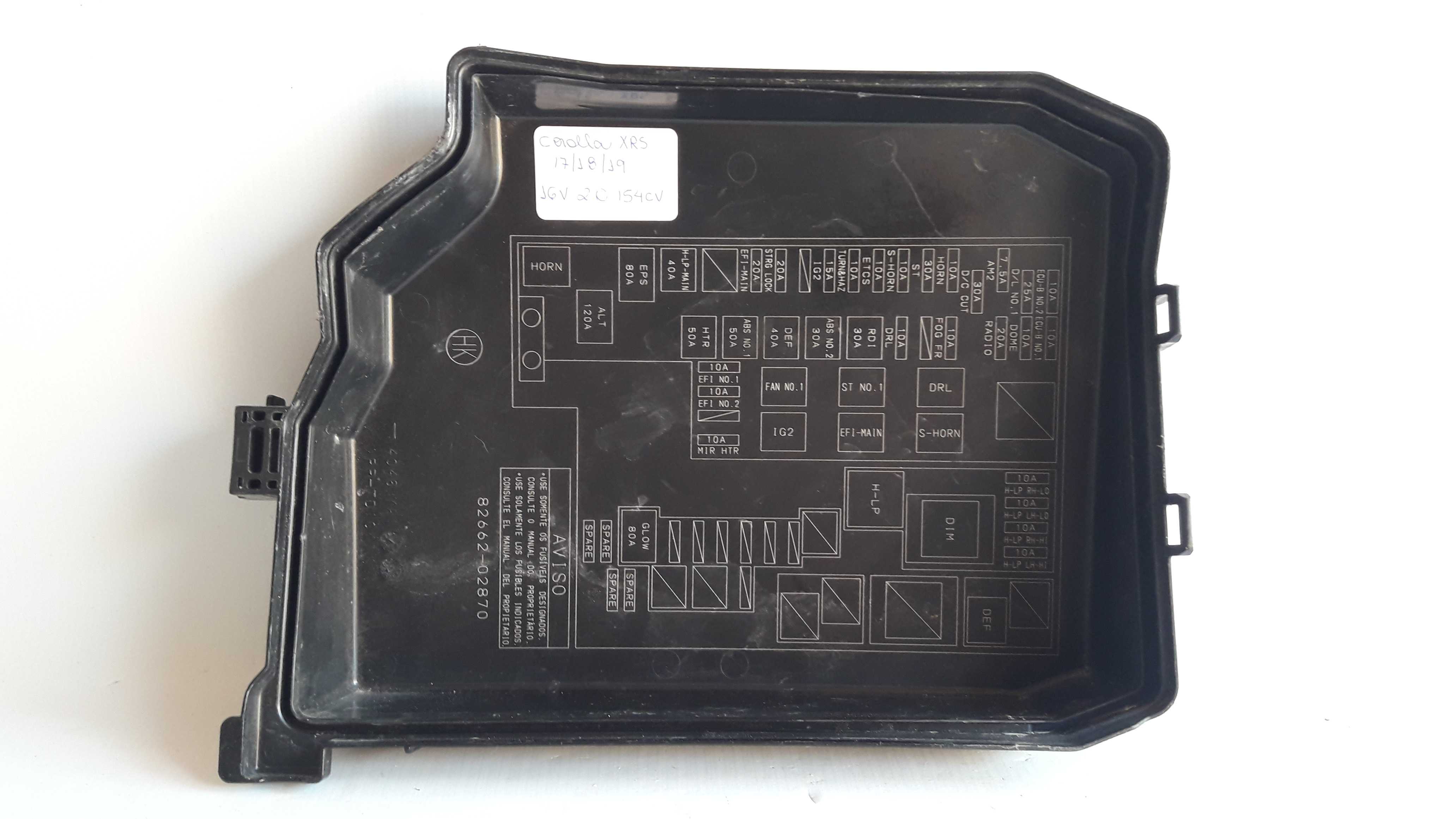 Tampa Caixa Fusivel Corolla Xrs 2.0 16v 154cv 17 18 19 2