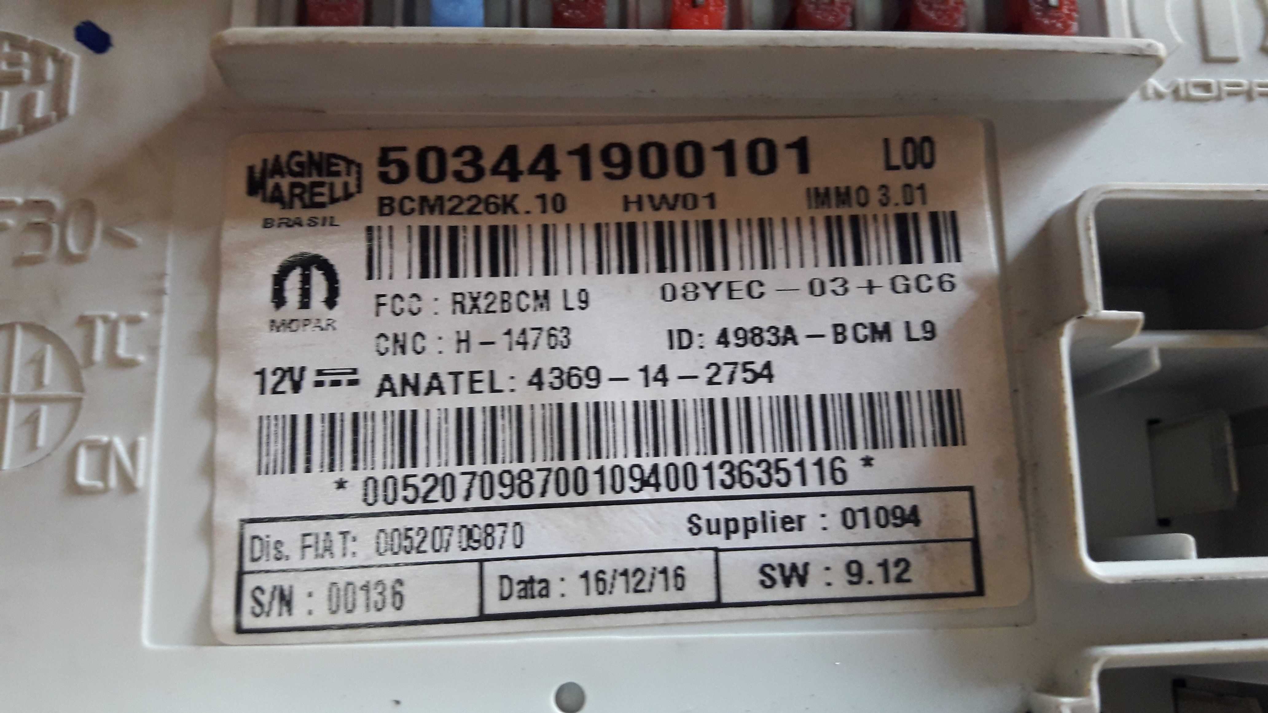 Caixa Fusiveis Toro 2.0 4×4 Diesel 16 A 21 520709870 8