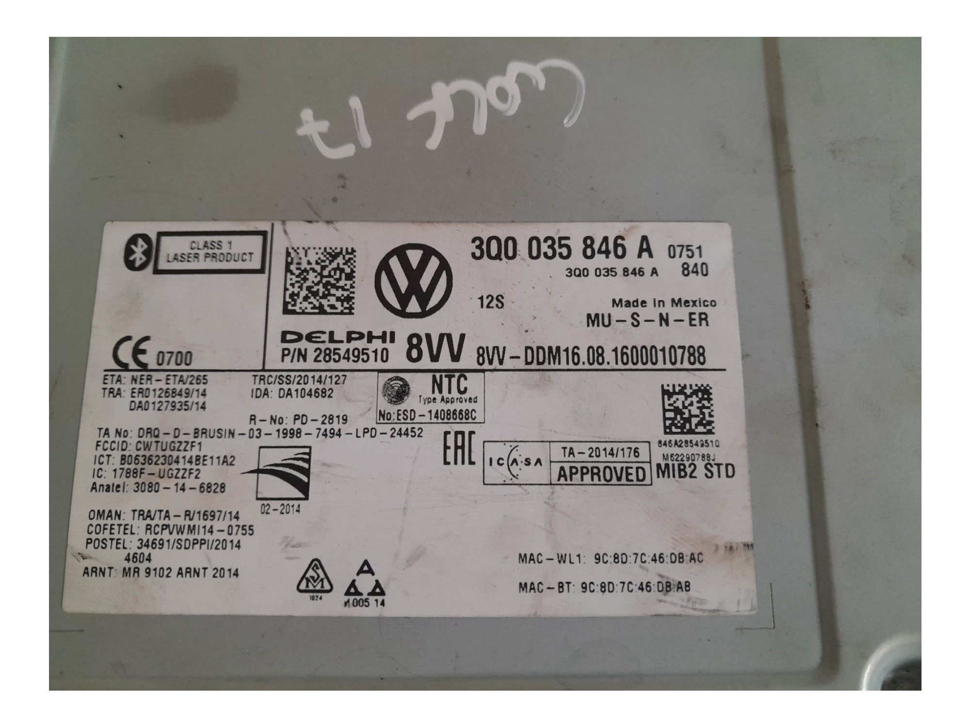 Mib Central Som Volkswagen Golf Highline Tsi 2017 9