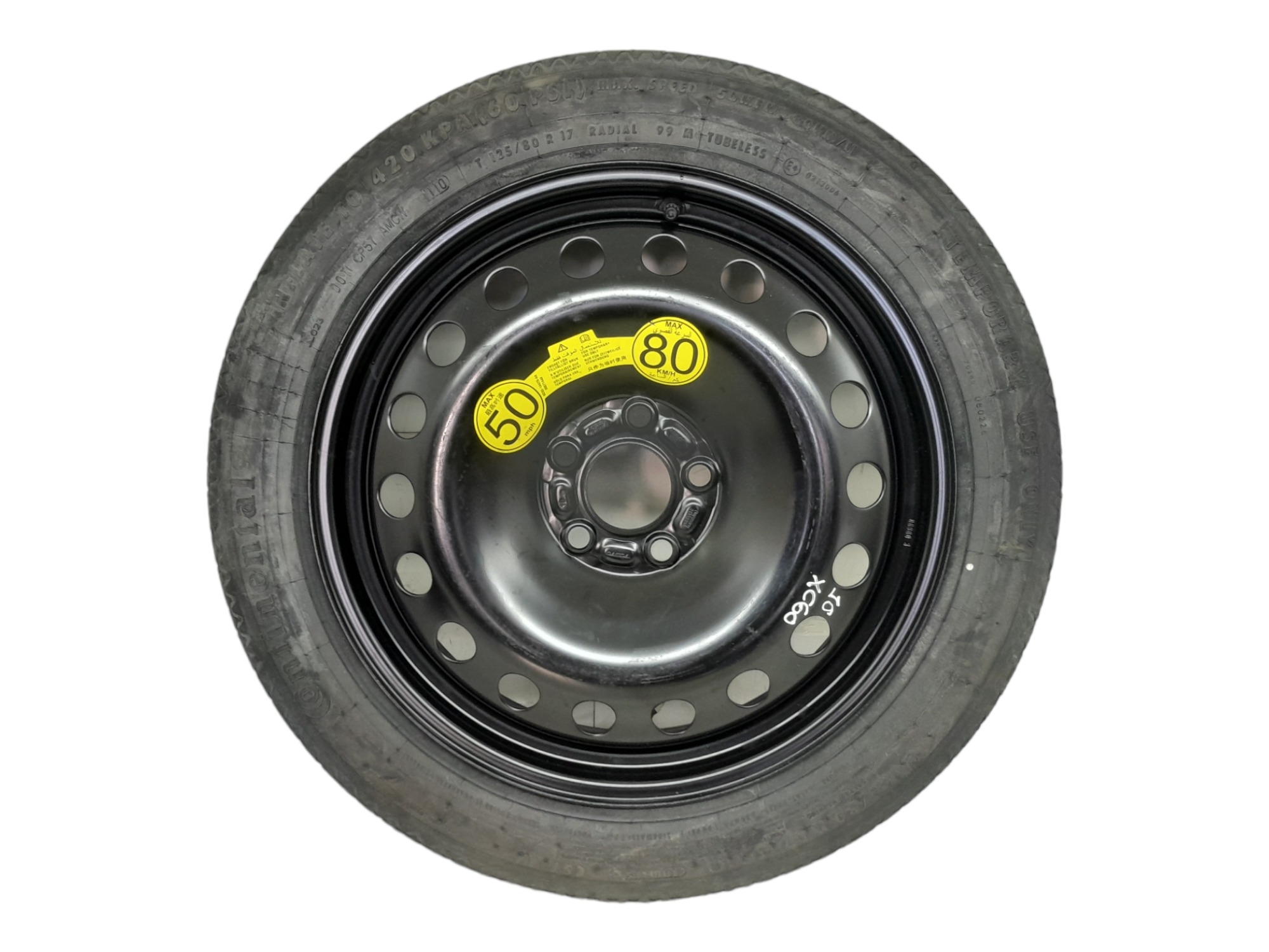 Roda Estepe Fino T125/80 Aro 17 Volvo Xc60 T6 2010 Preto