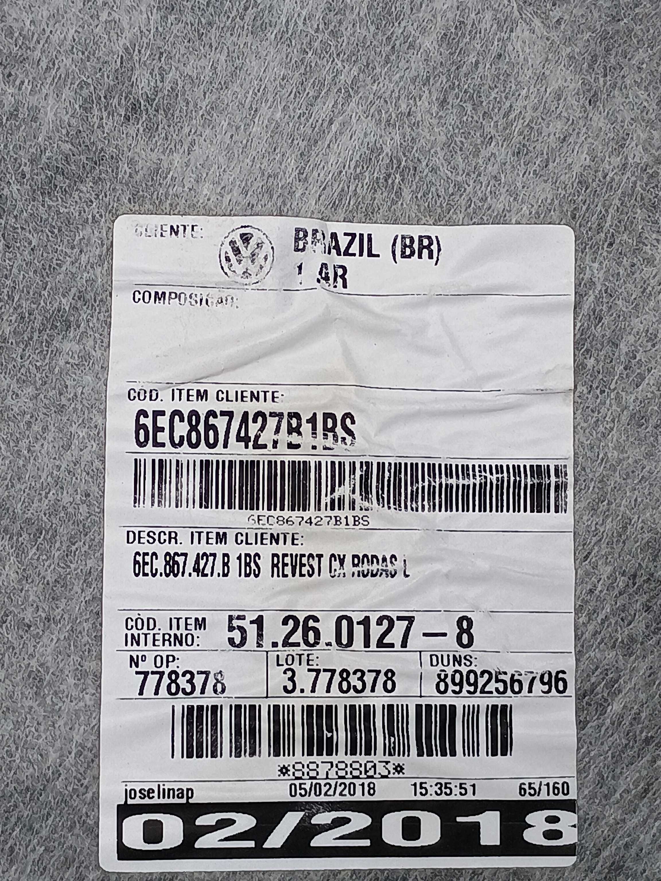 Carpete Lateral Esquerdo Porta Malas Vw Virtus 1.0 12v 2018 3