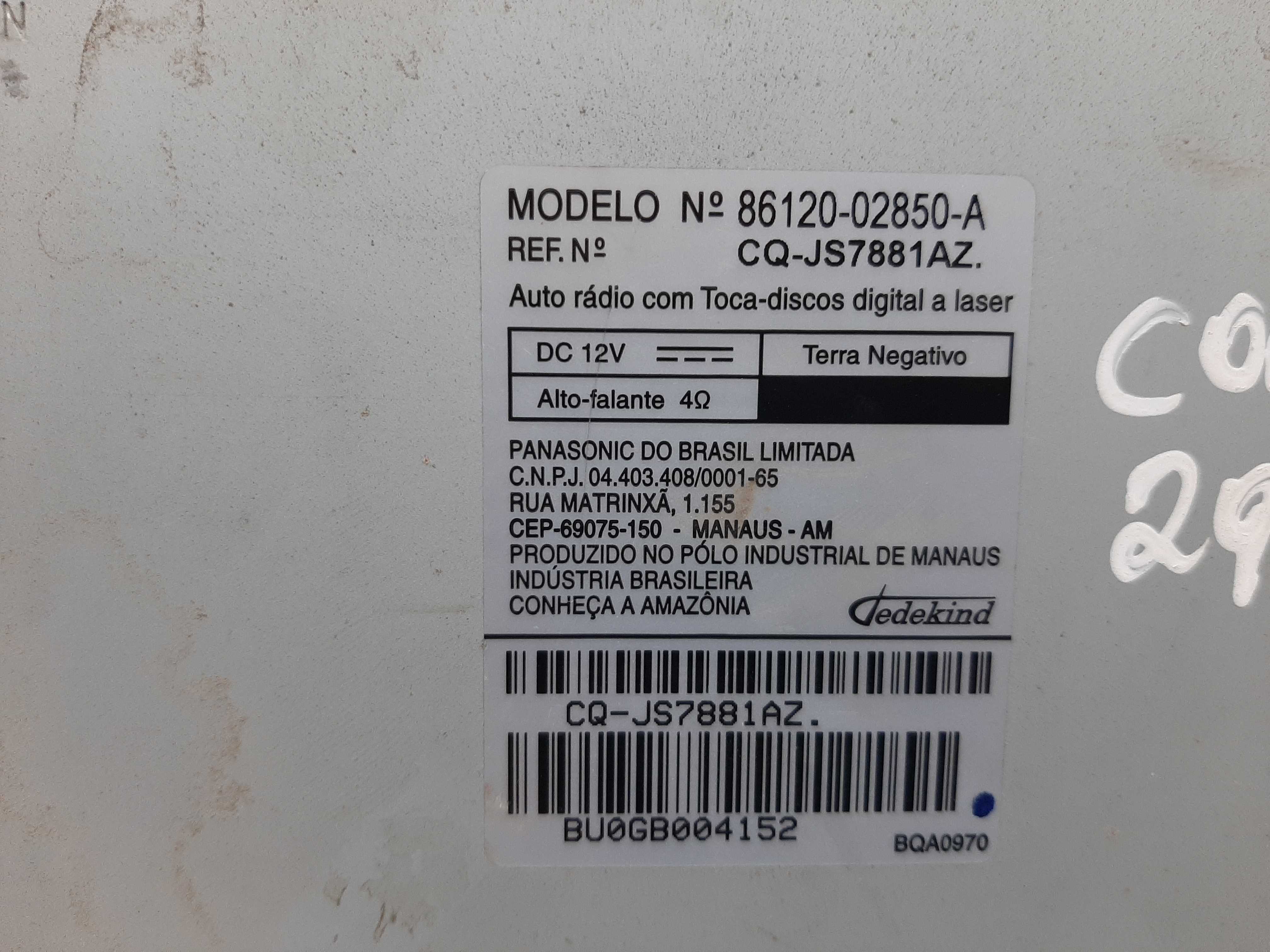 Rádio Som Corolla S/ Botão Ligar/deslig 2011 A 2014 Bloq. 2