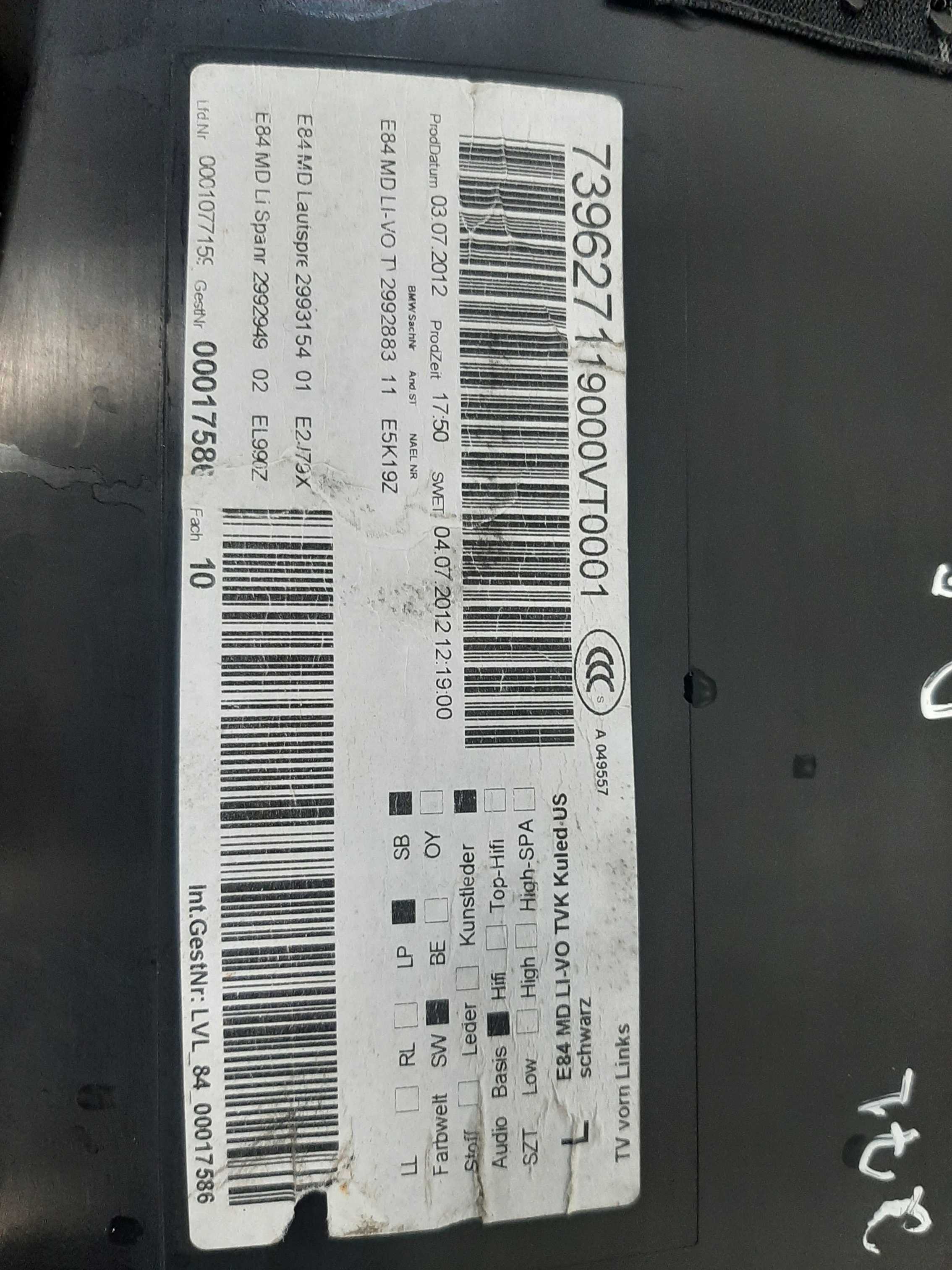 Forro Porta Dianteiro Esquerdo Bmw X1 2010 2011 2012 2013 4