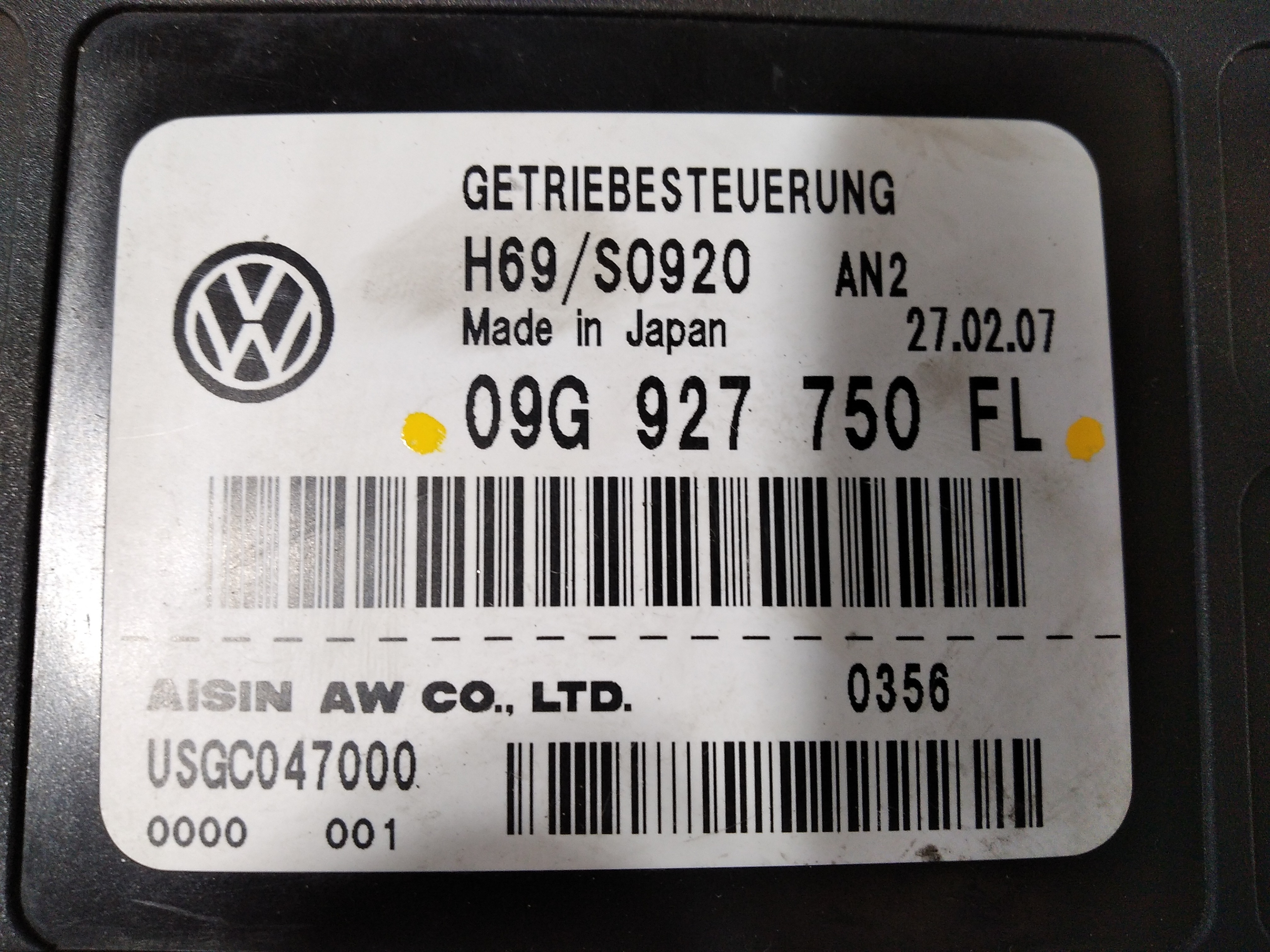 Módulo Câmbio Automático Vw Jetta 2007 09g927750fl V167 2