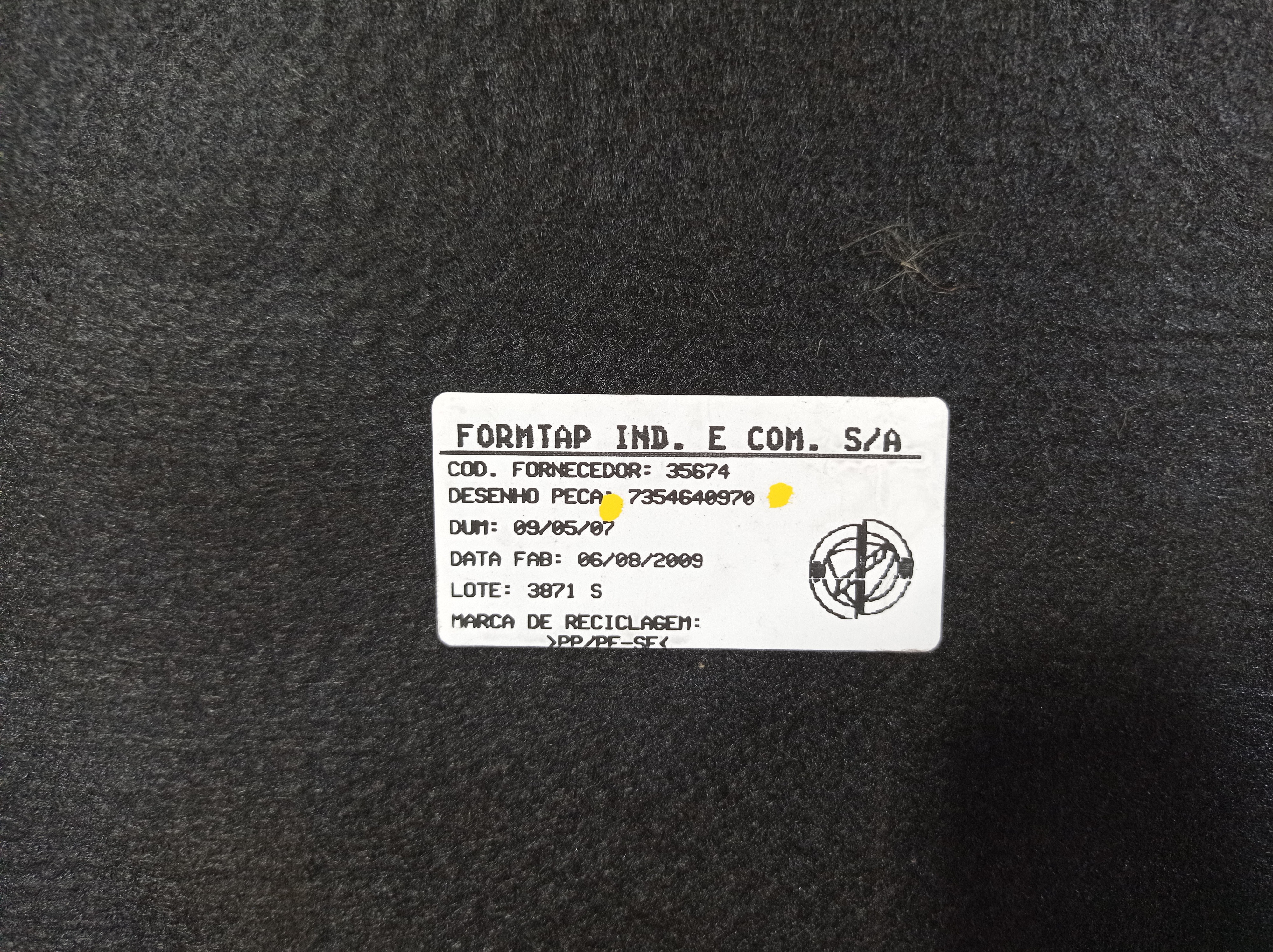 Forro Tampa Traseira Fiat Linea 2009 2010 7354640970 V433 Cinza 2