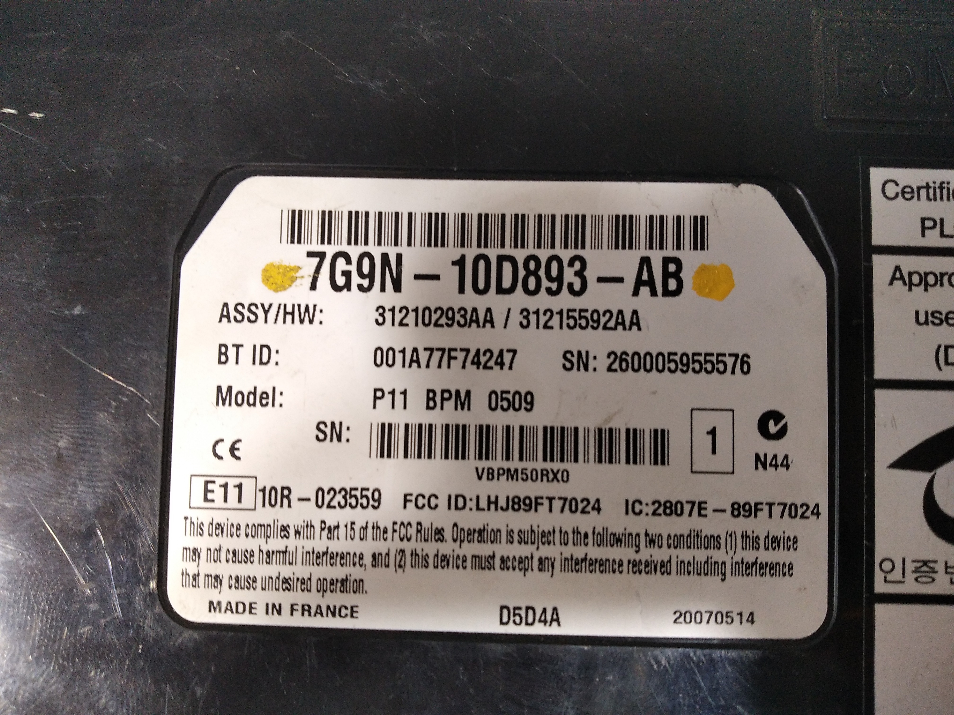 Módulo Bluetooth Volvo Xc70 2007 V64 7g9n10d893ab 4