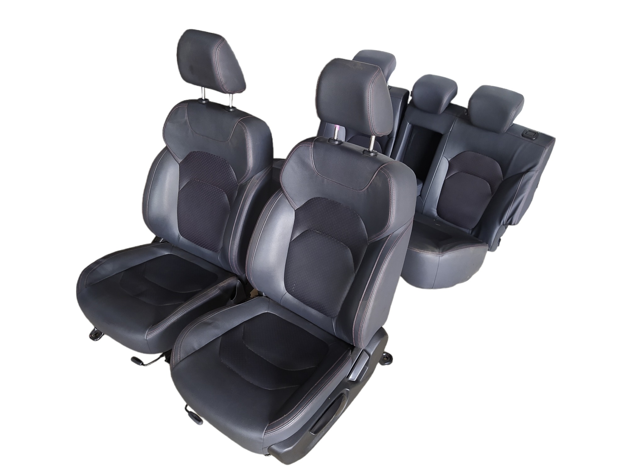 Jogo De Banco Couro Jac T50 2017 2021 V489 Preto Com Costura Vermelha 6