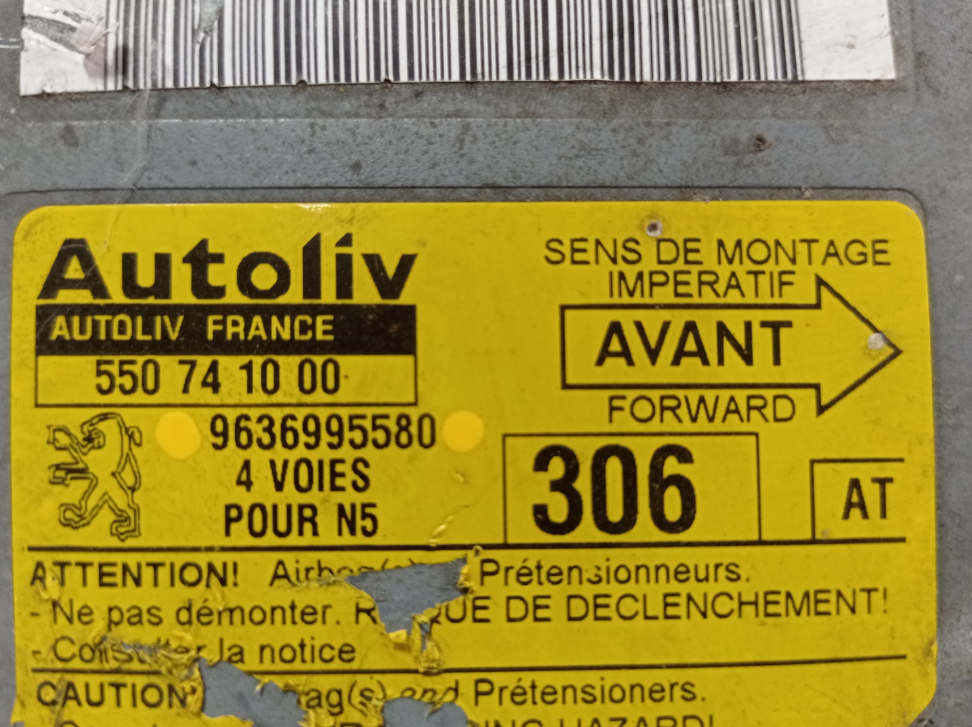 Módulo 9636995580 Peugeot 306 1.8 2000 V404 7
