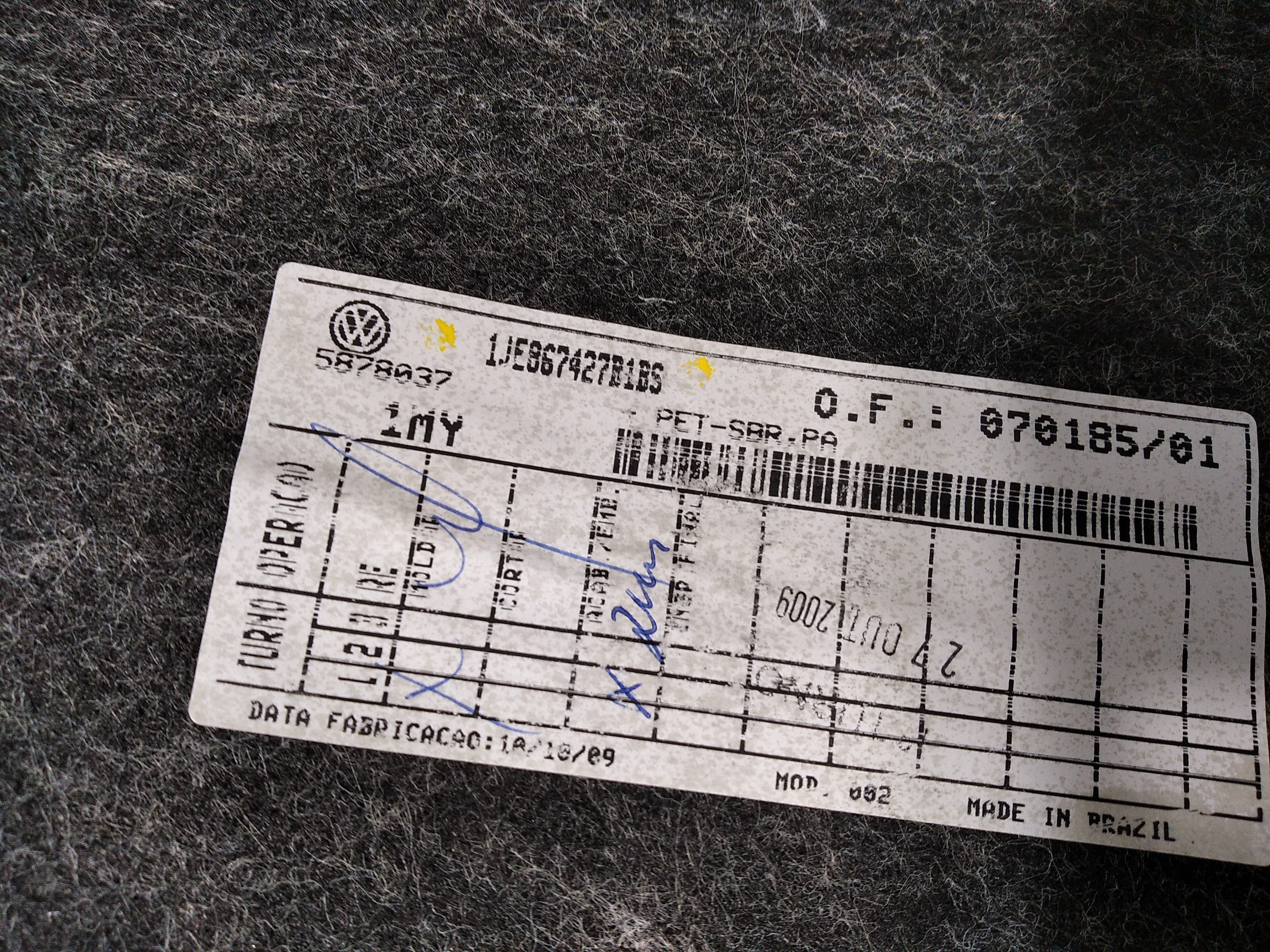 Forro Esquerdo Porta Mala Vw Golf 2009 1je867427b1bs V435 Cinza 6