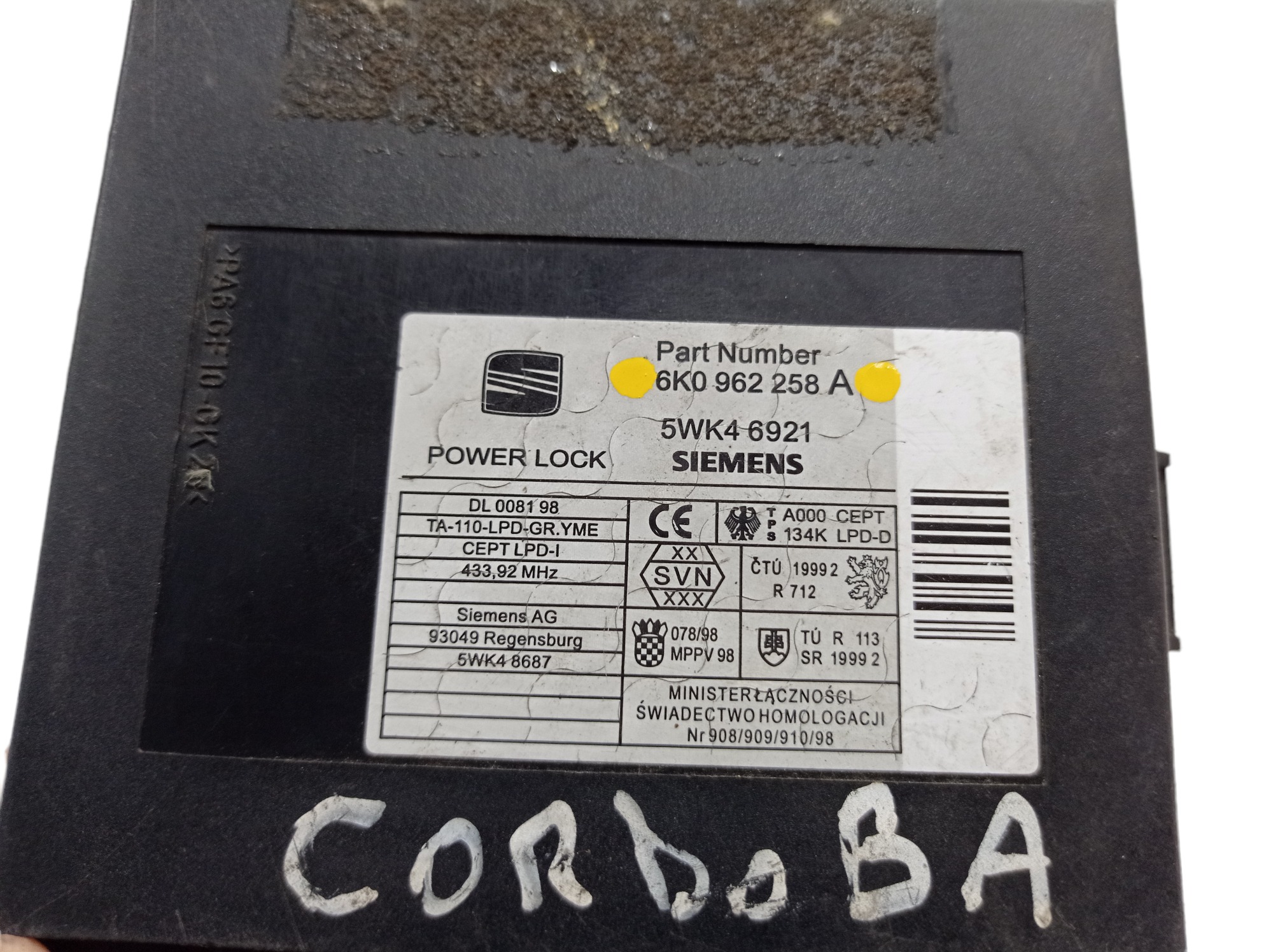 Modulo Conforto Seat Cordoba Ibiza 2000 6k0962258a V68 6