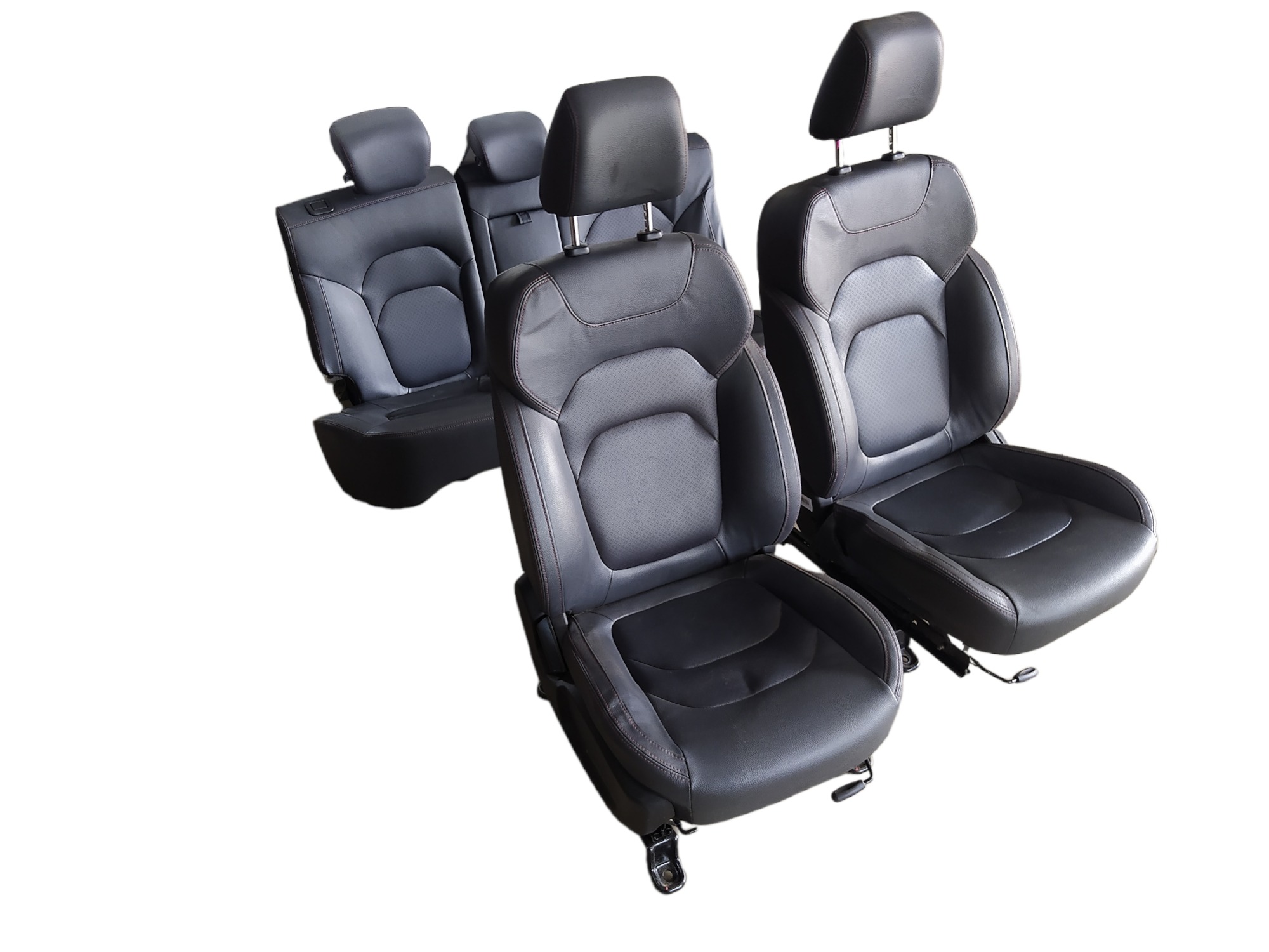 Jogo De Banco Couro Jac T50 2017 2021 V489 Preto Com Costura Vermelha 8
