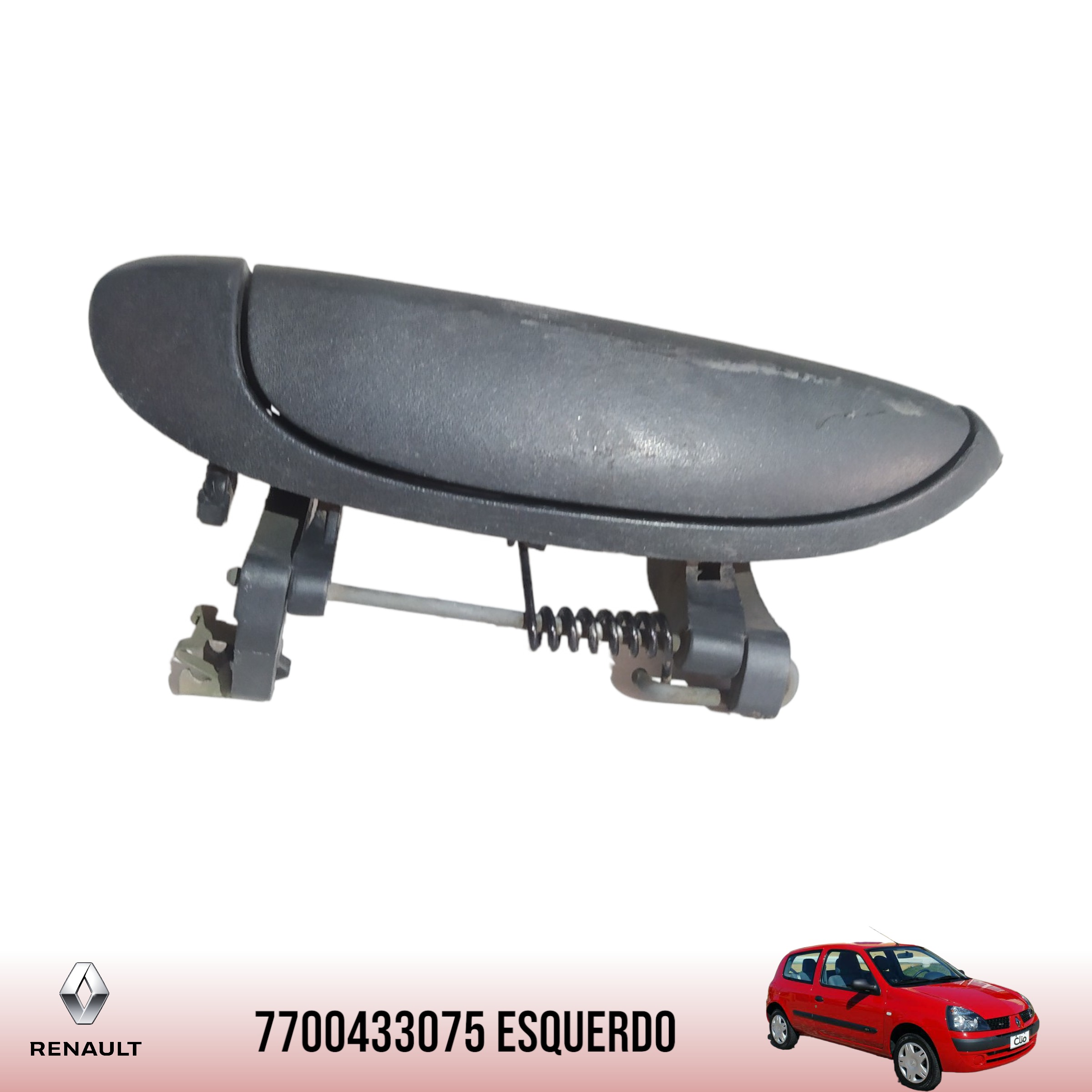 Maçaneta Externa Esquerda Renault Clio 2000 2015 7700433075 Preto 3