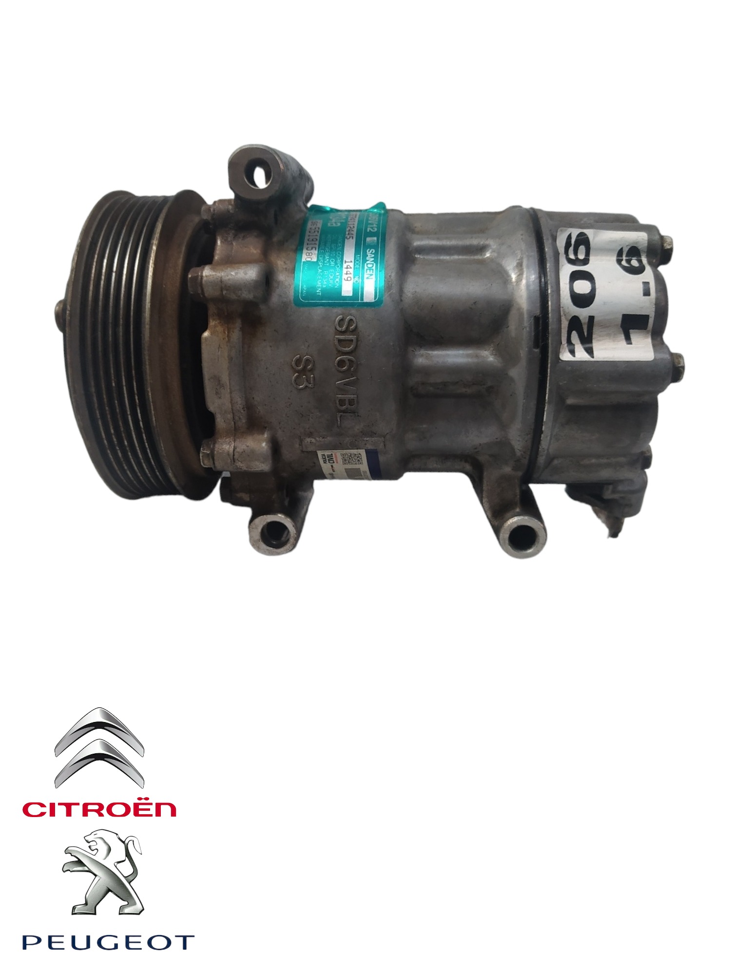 Compressor Ar Condicionado Peugeot 206 1.6 2008 9655191580