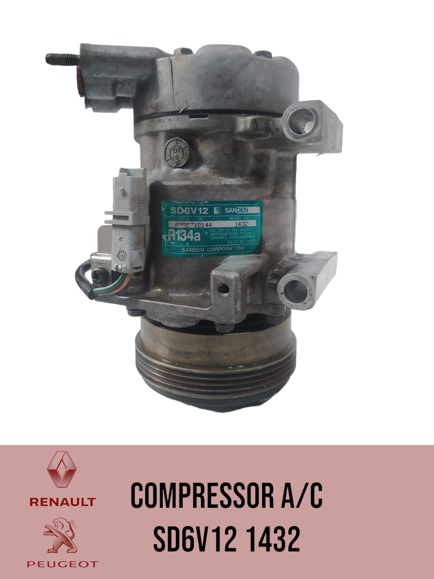 Compressor Do  Ar Peugeot 206 207 Clio 1.0 16v  Sd6v12 2005