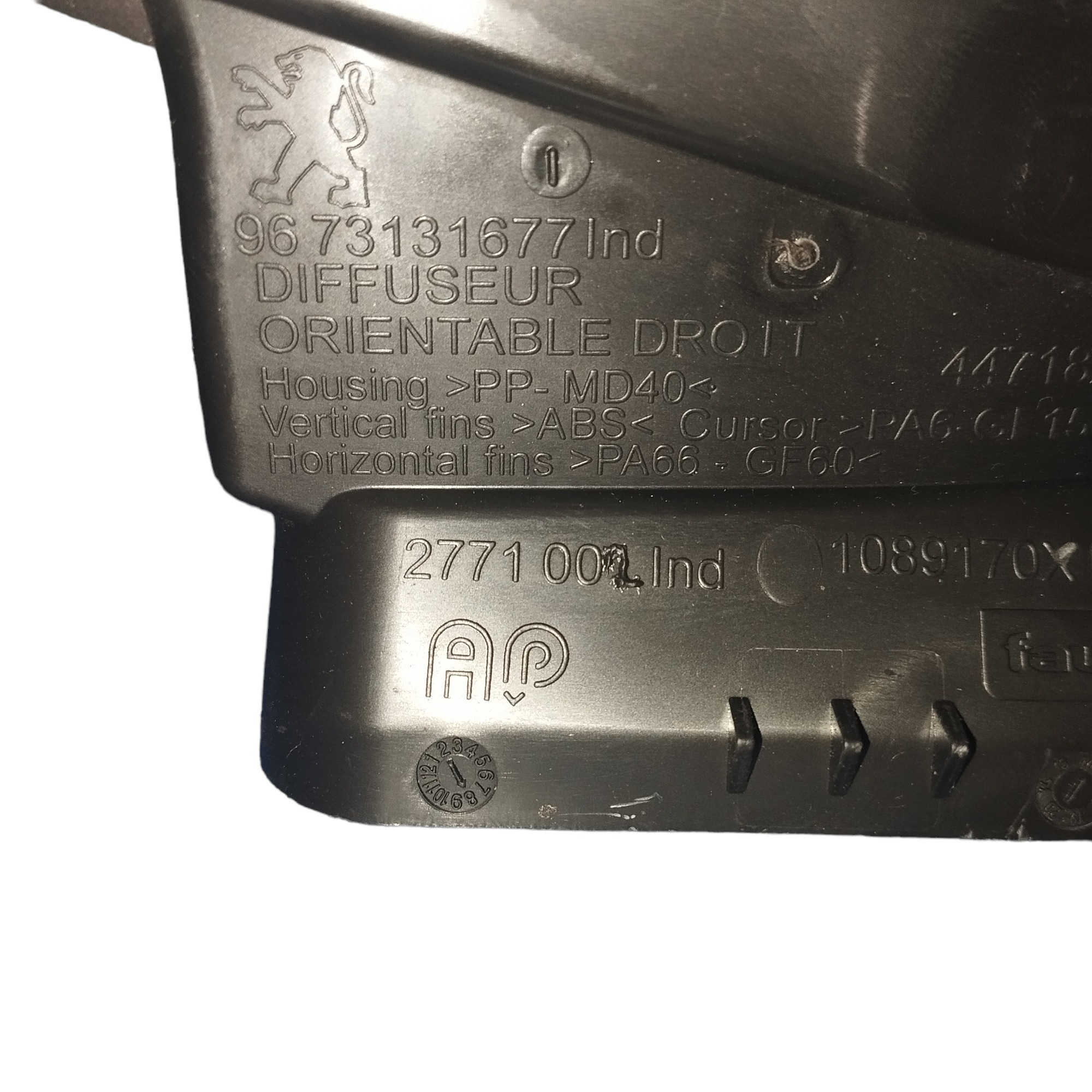 Difusor Saída Ar Lado Direito Peugeot 208 2014 A 2016 5