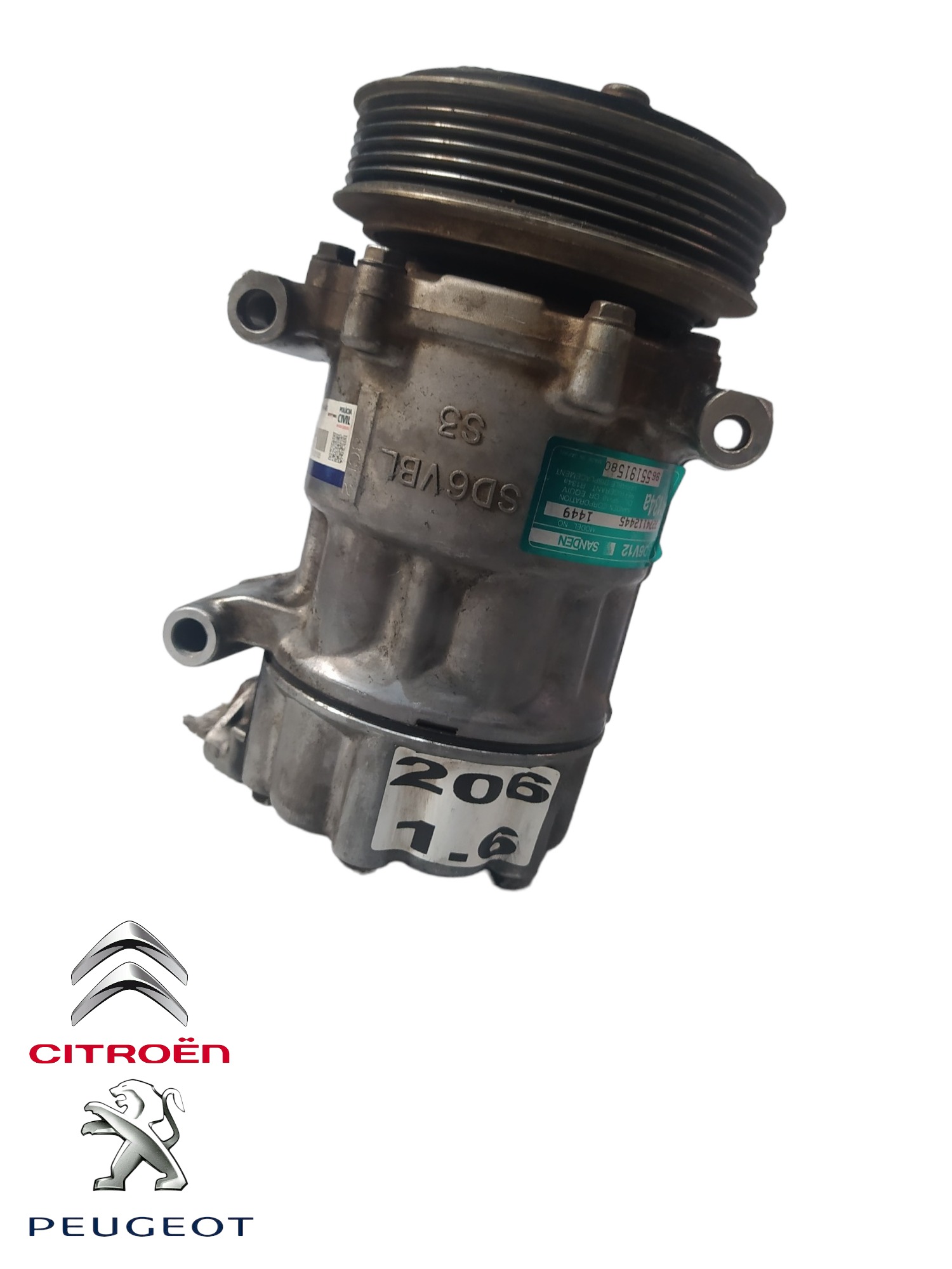 Compressor Ar Condicionado Peugeot 206 1.6 2001 9655191580