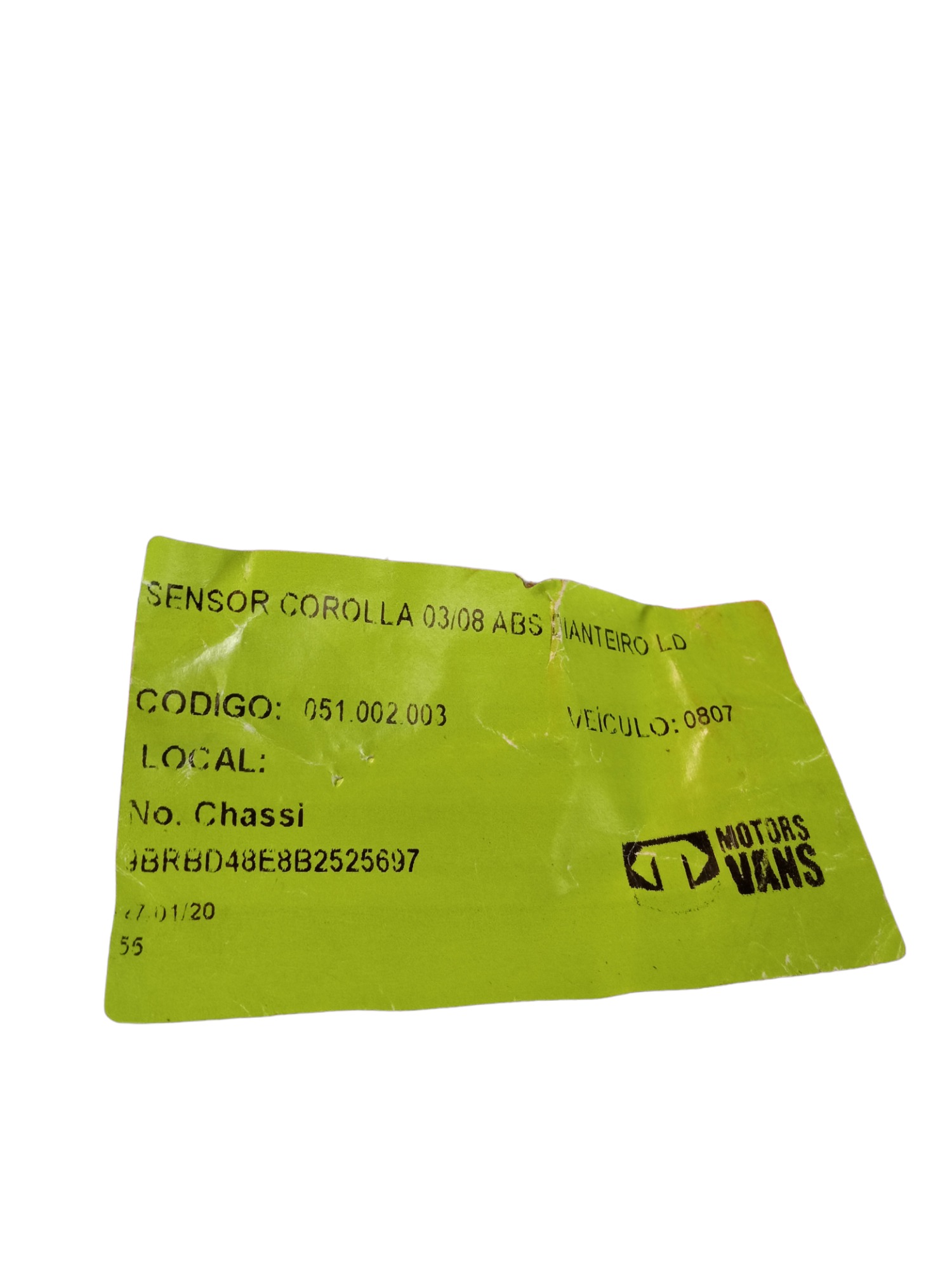 Sensor Abs Dianteiro Direito Toyota Corolla 2003/2008 M.v 4