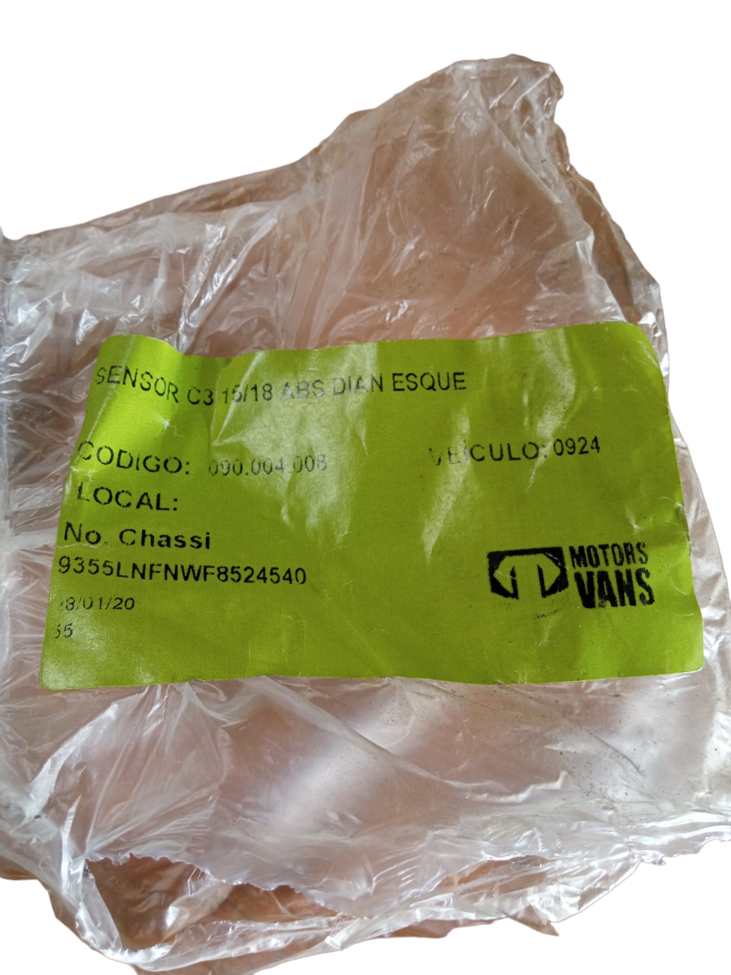 Sensor Abs Dianteiro Esquerdo Citroen C3 2015/2018 M.v 5