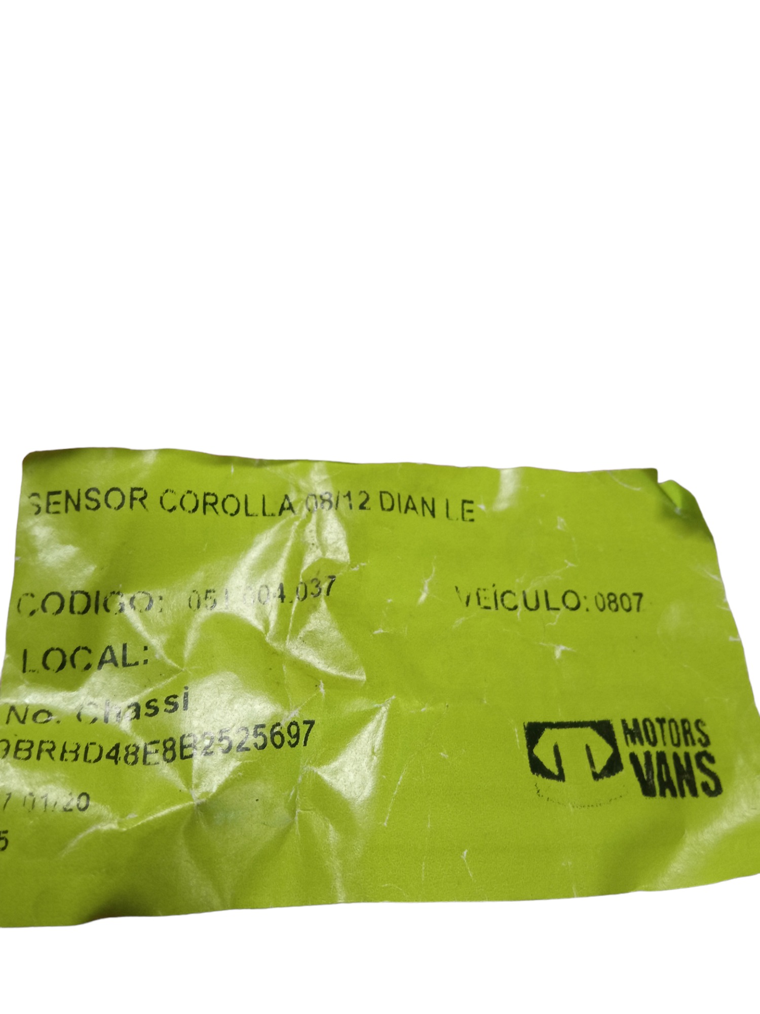 Sensor Abs Dianteiro Esquerdo Toyota Corolla 2008/2012 M.v 5