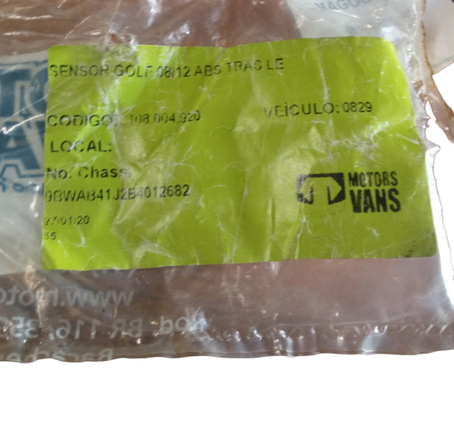 Sensor Abs Traseiro Esquerdo Volkswagen Golf 2008/2012 M.v 6