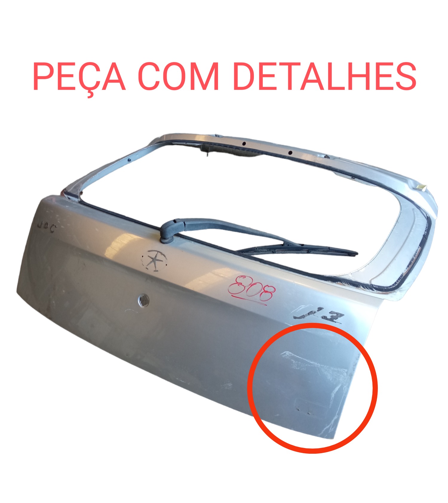 Tampa Traseira Mala Jac J3 Hatch 2010 A 2015 Original Usada  Prata 2