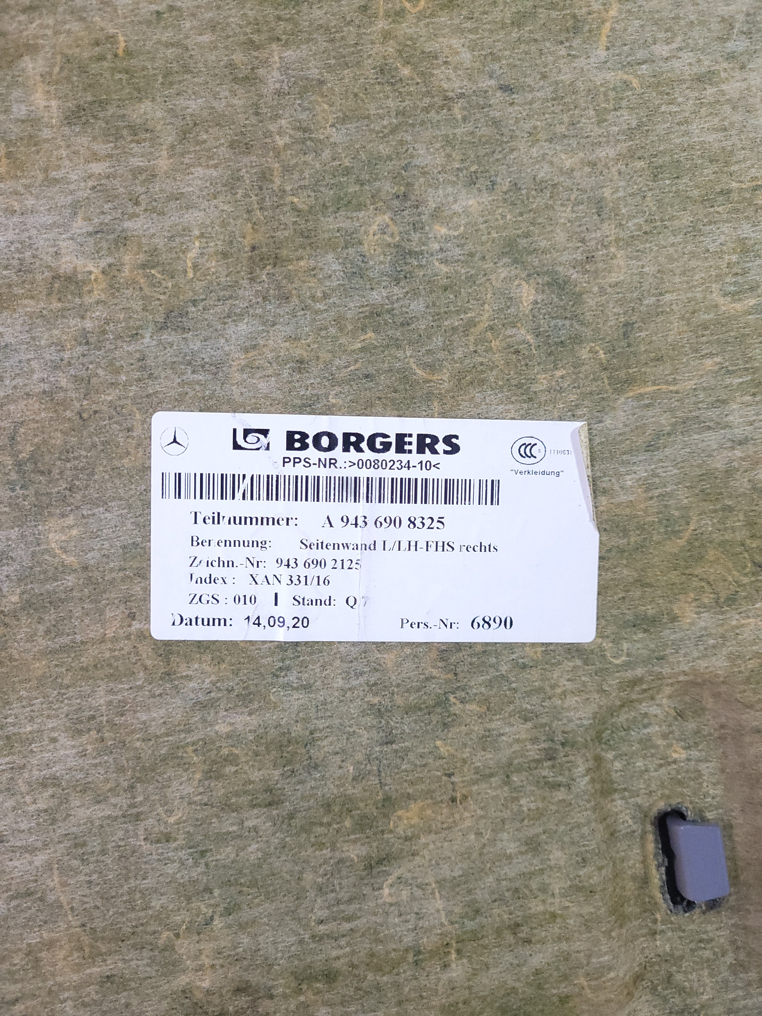 Forro Lateral Cabine M. Benz Actros * A9436908325 5
