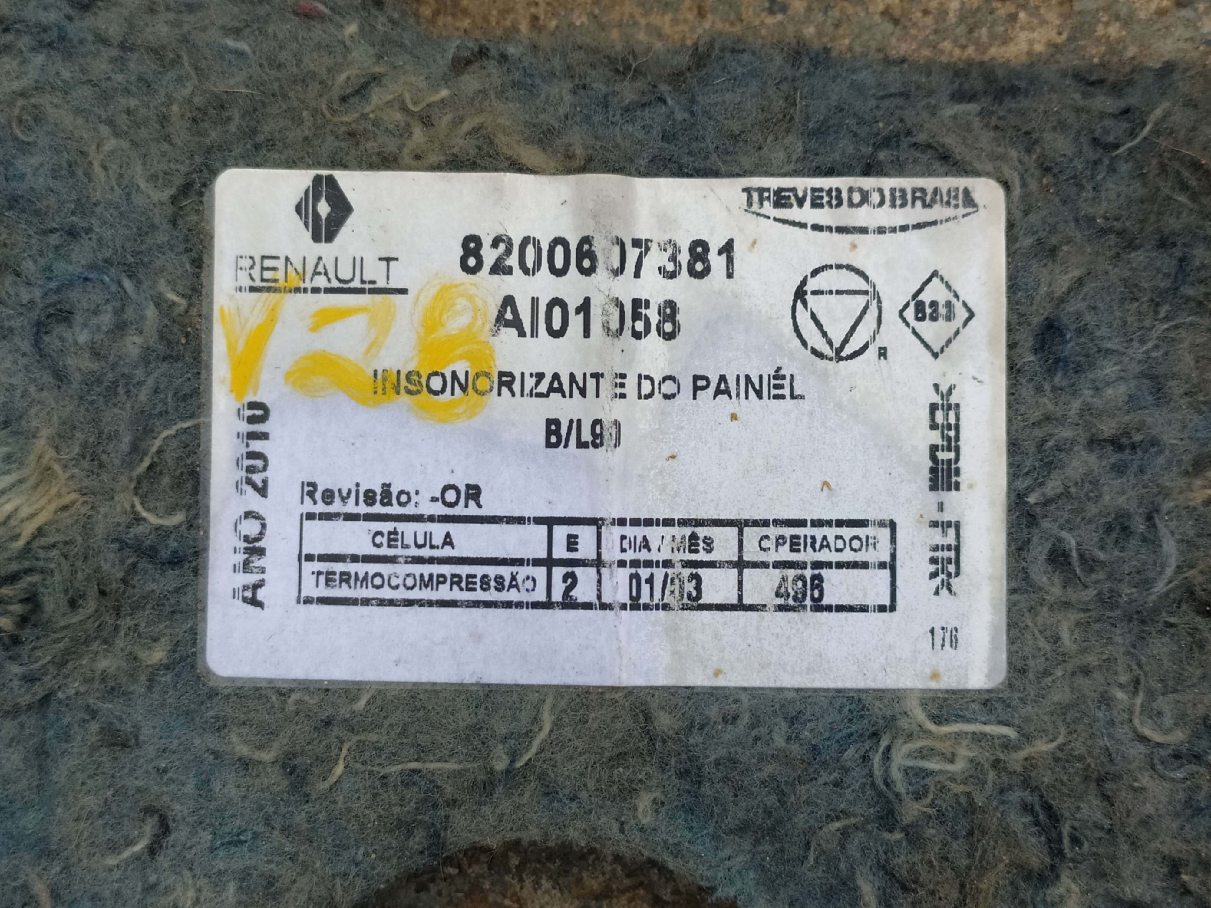 Forro Painel Corta Fogo Renault Sandero 1.0 2010 V28 7