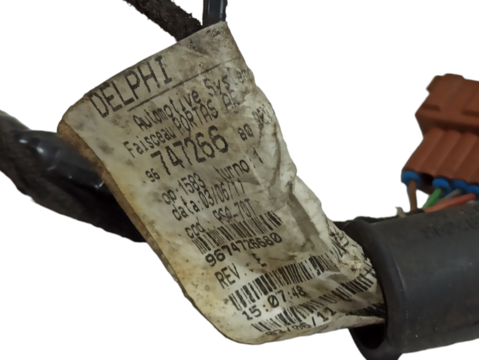 Chicote Porta Traseira Esquerda Peugeot 207 2011 2012 V90 10