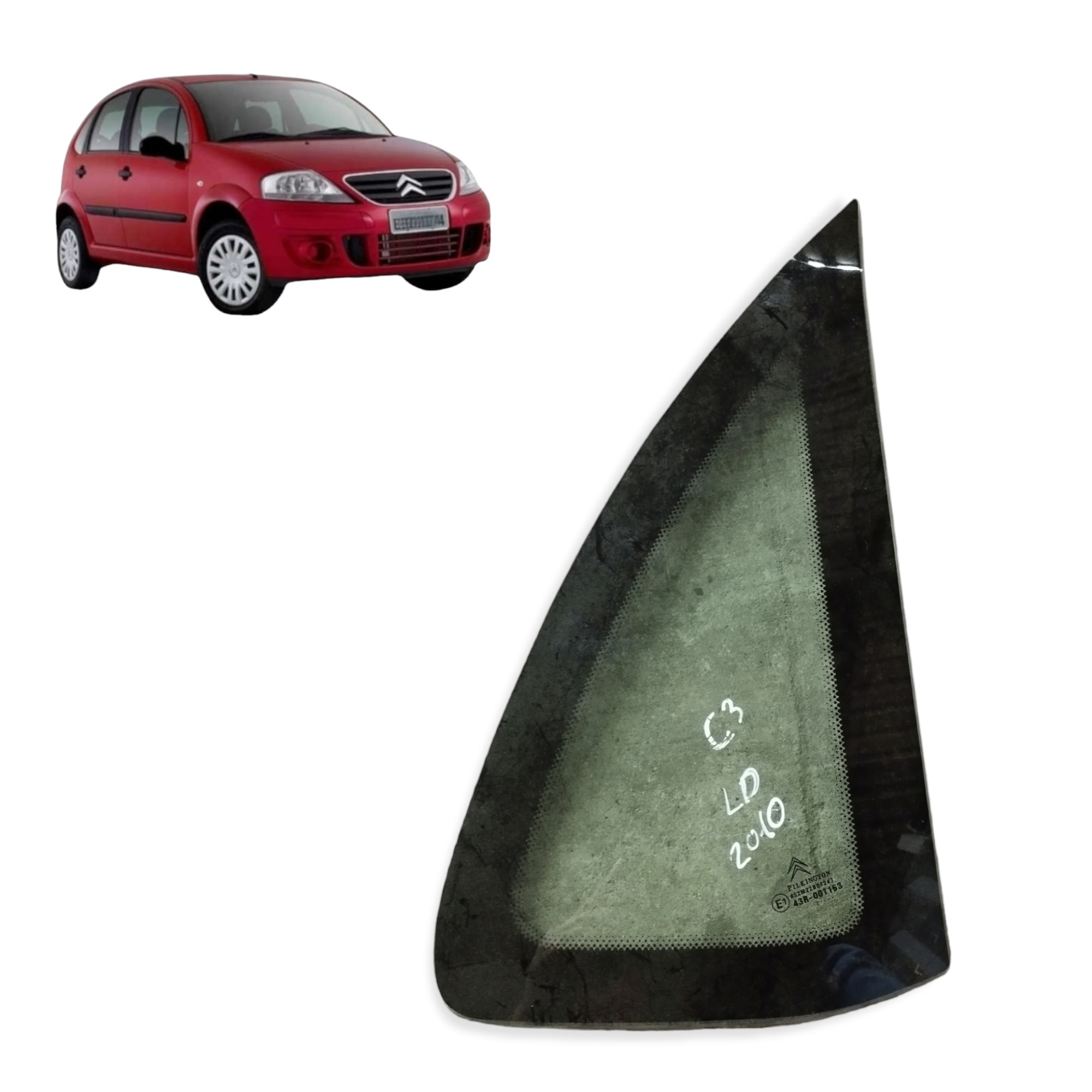 Vidro Fixo Traseiro Direito Citroen C3 2008 2009 2010 1