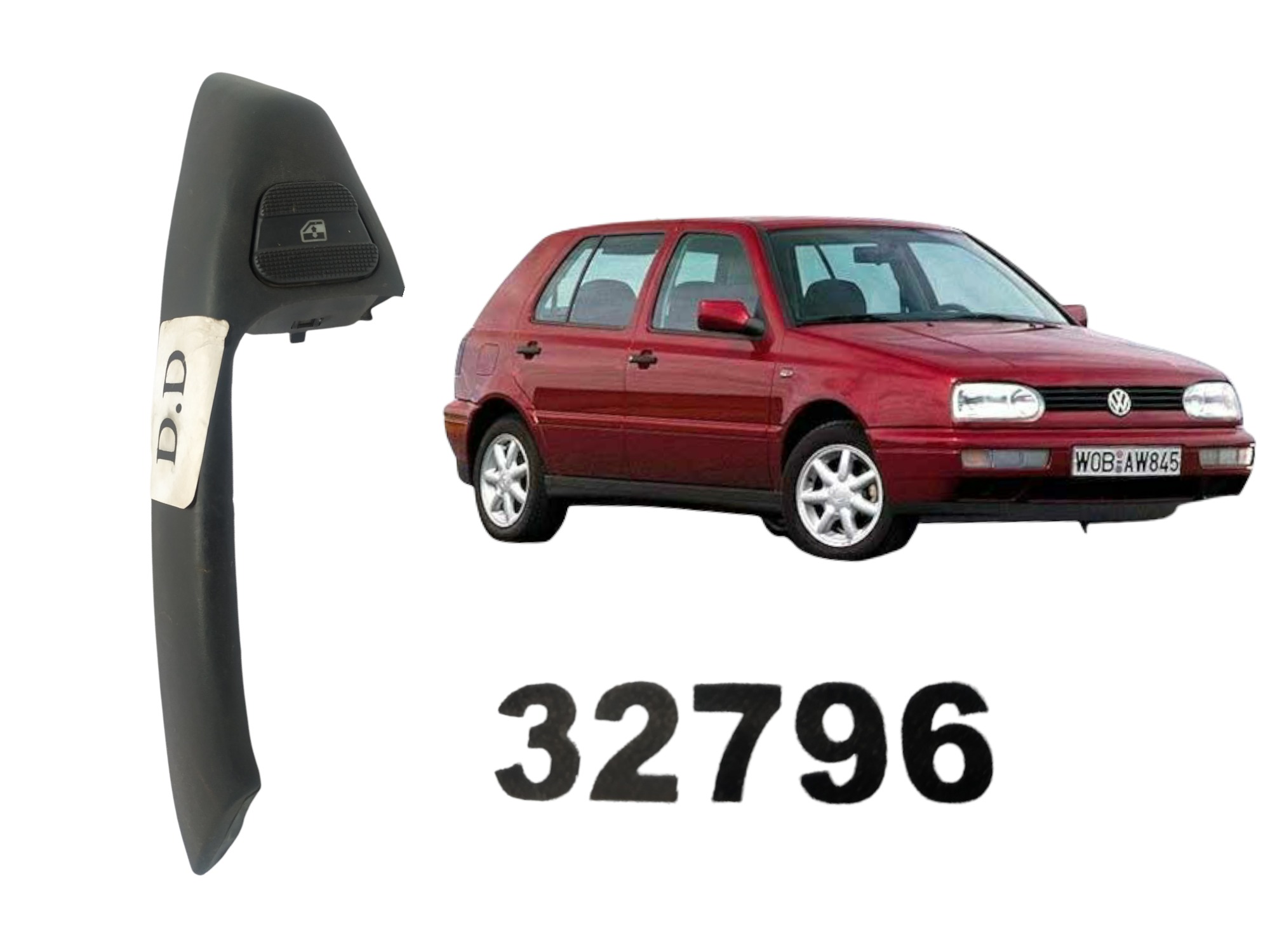 Moldura Puxador Botão Vidro Dian Direito Vw Golf 1995 E32796 6