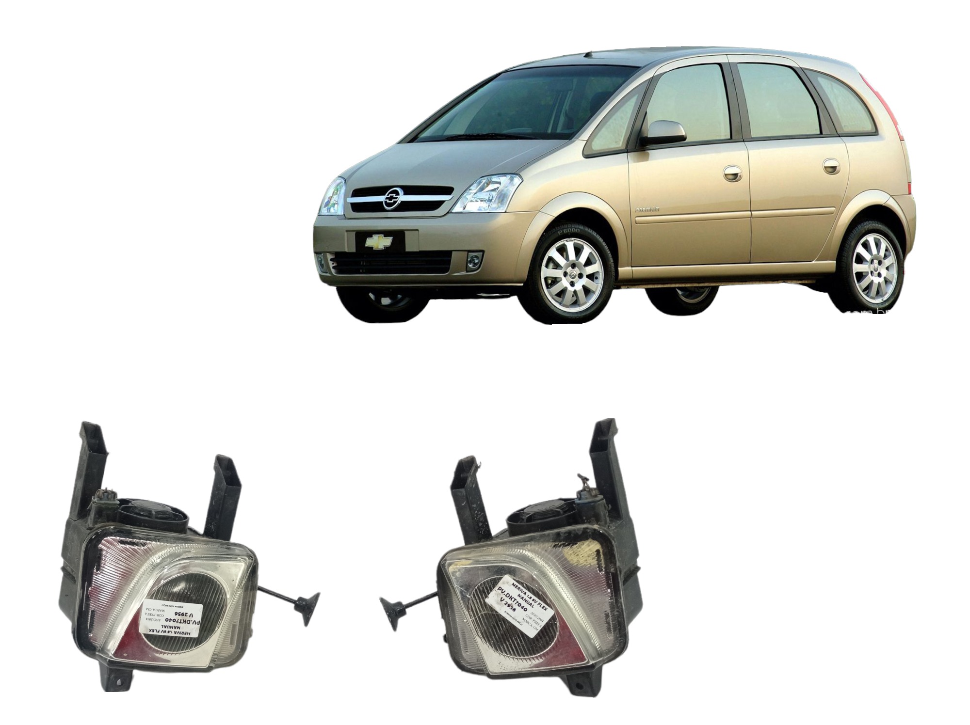 Par Farol Neblina Gm Meriva Ano 2003 A 2012 Com Detalhes  Transparente 2