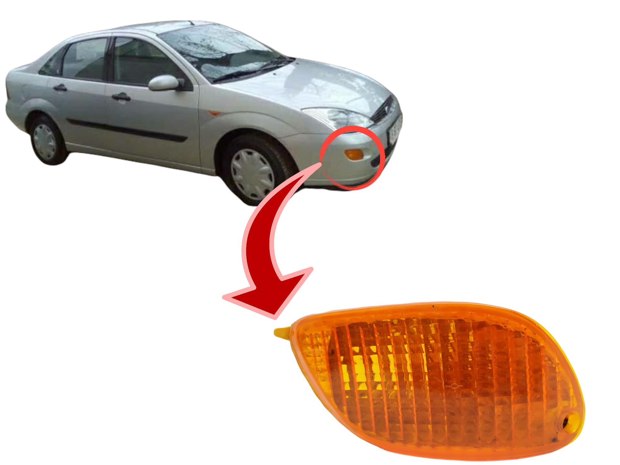 Lanterna Direita do Parachoque Dianteiro Ford Focus 99/02