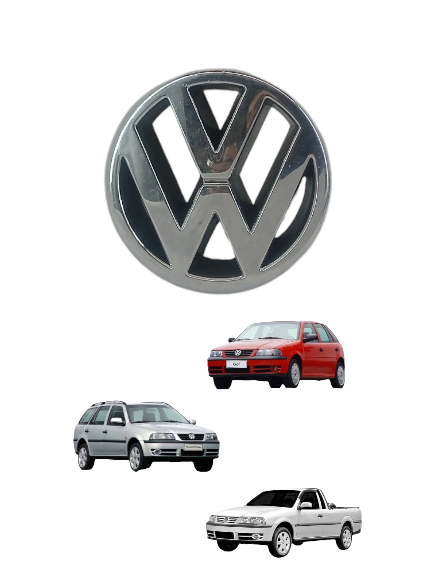 Emblema Grade Volkswagen Gol Saveiro Parati G3 Prata 4