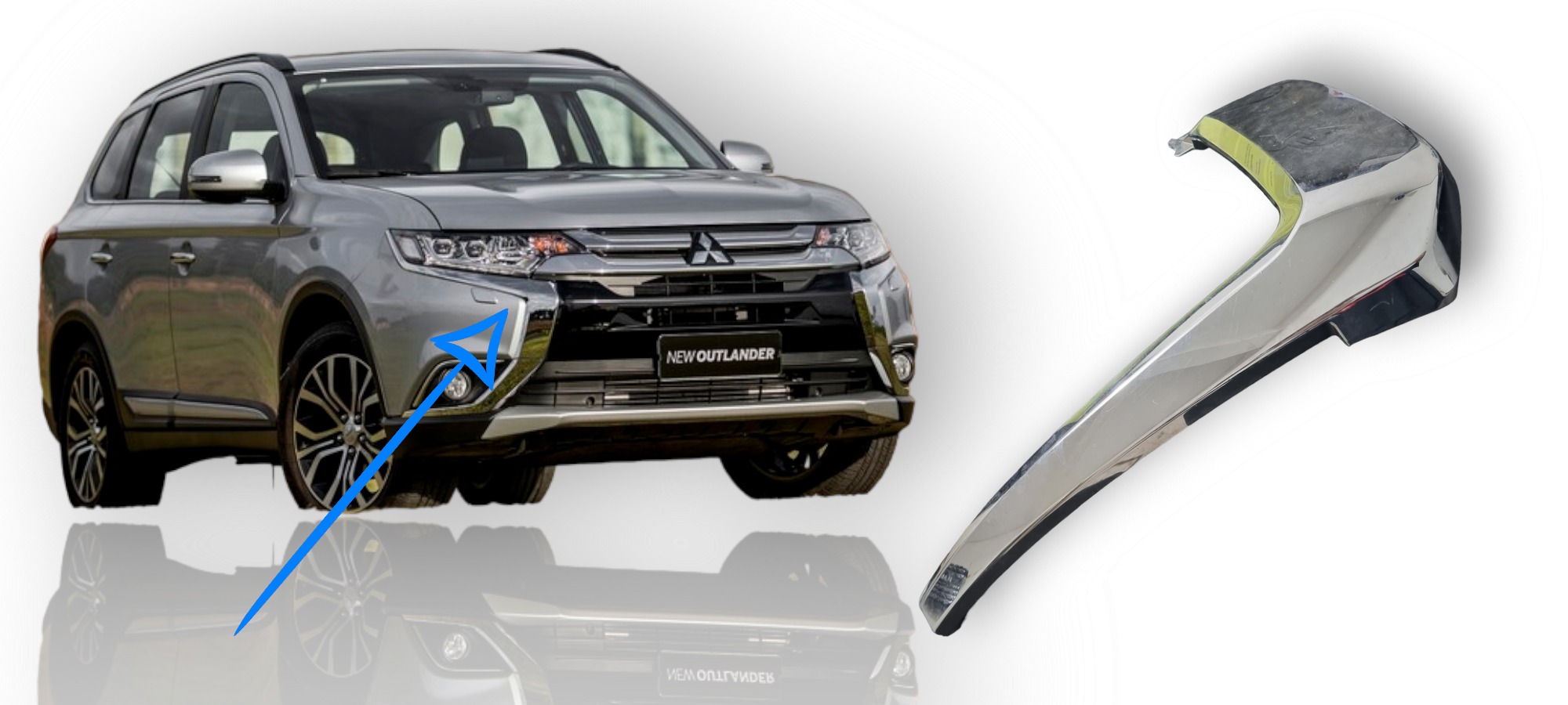 Friso Cromado Parachoque Dianteiro Outlander 2017 C/detalhe