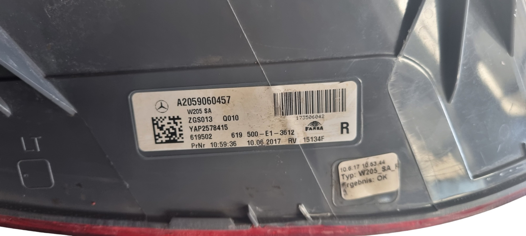 Lanterna Direita Mercedes C180 C200 C250 2015 2016recuperada Direito Vermelho 9