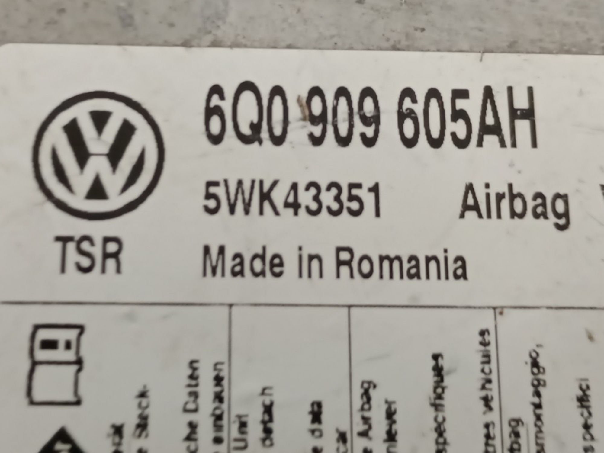 Modulo Airbag Jetta Mk5 2005 A 2011 Original – 6q0909605ah 6