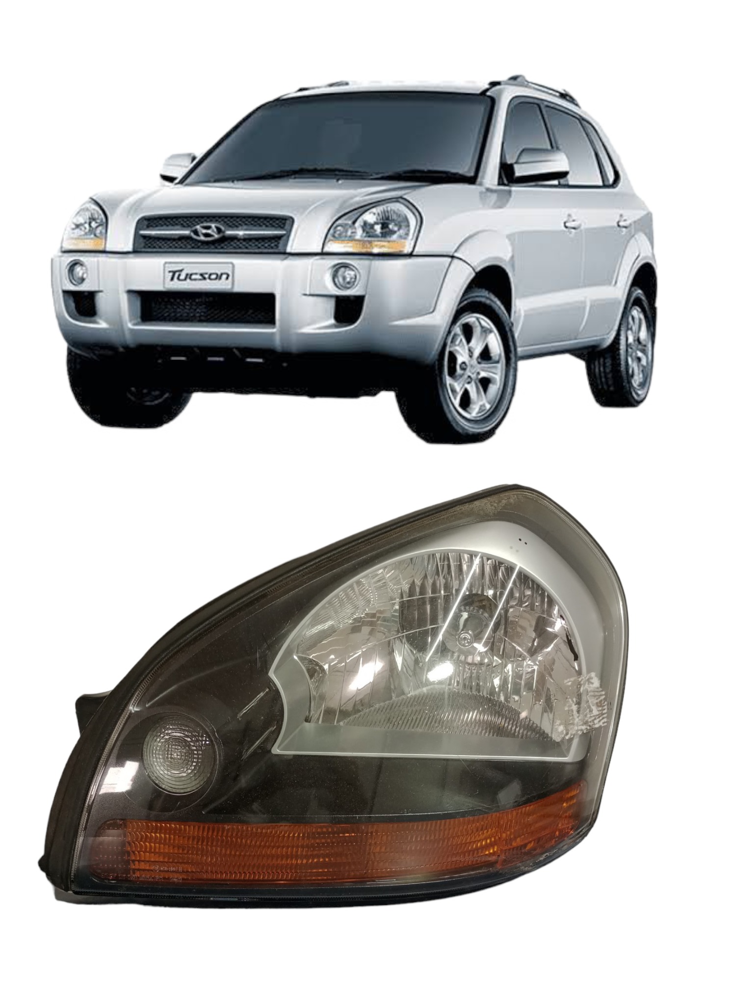 Farol L/E original tucson 2007 a 15 original detalhe lente 2