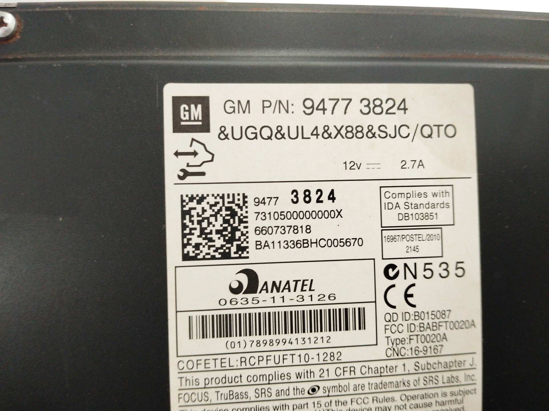 PAINEL MULTIMÍDIA RADIO GM S10 2.8 2015 ORIGINAL 3