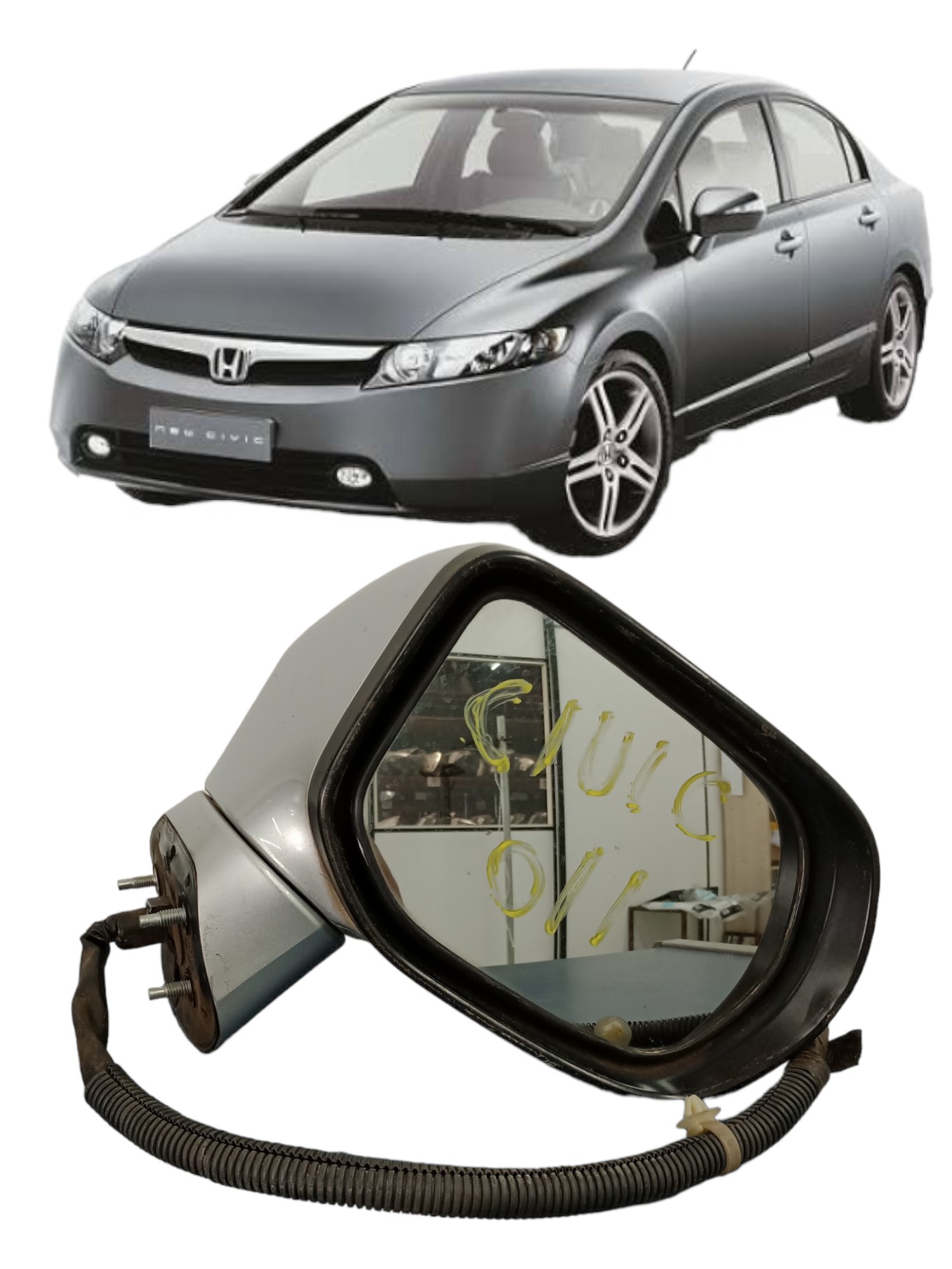 Retrovisor Elétrico L/d Civic 2007/11 C/pisca Original 2