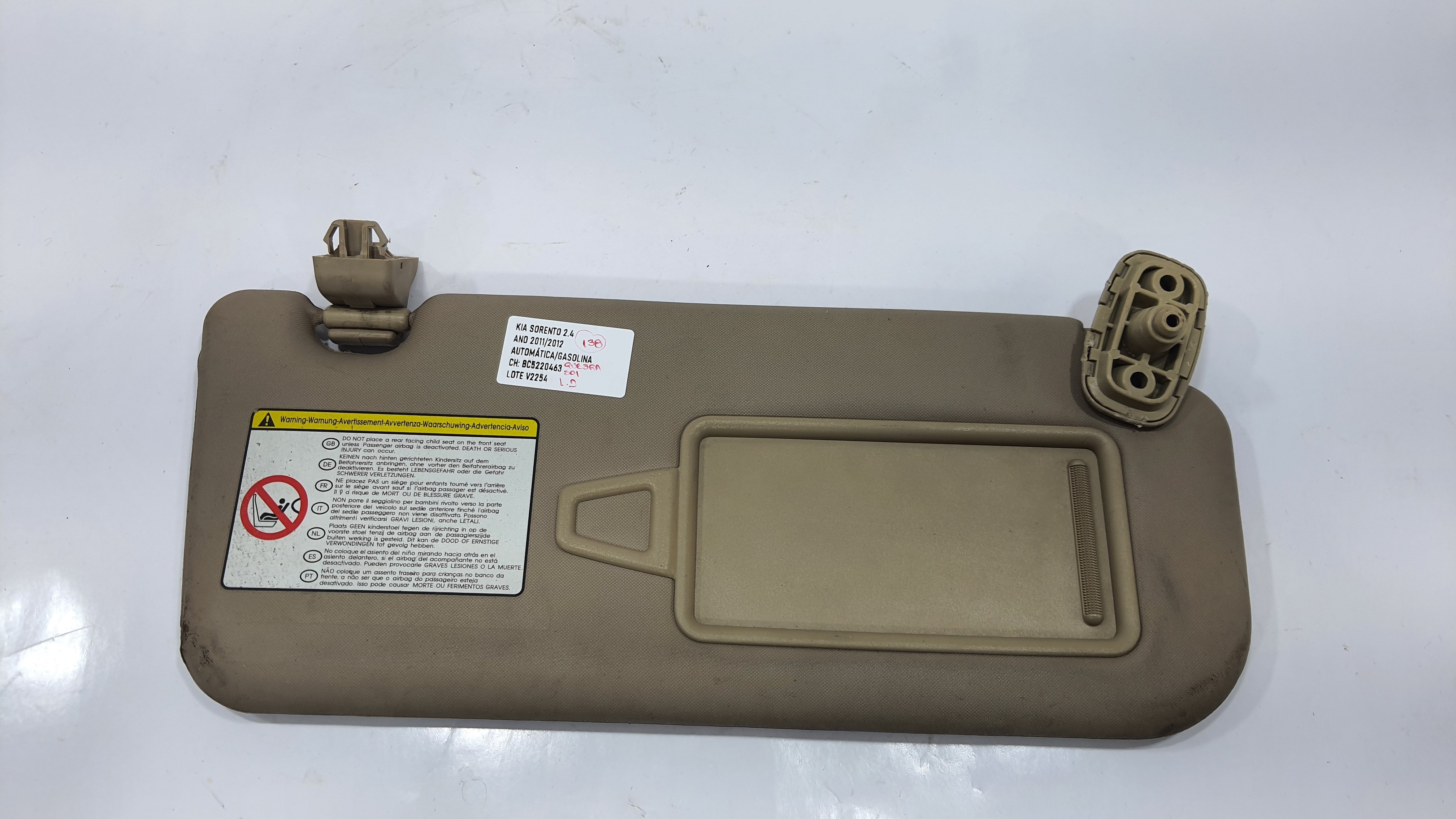 Quebrasol Lado Direito Kia Sorento 2.4 2012 V2254 2