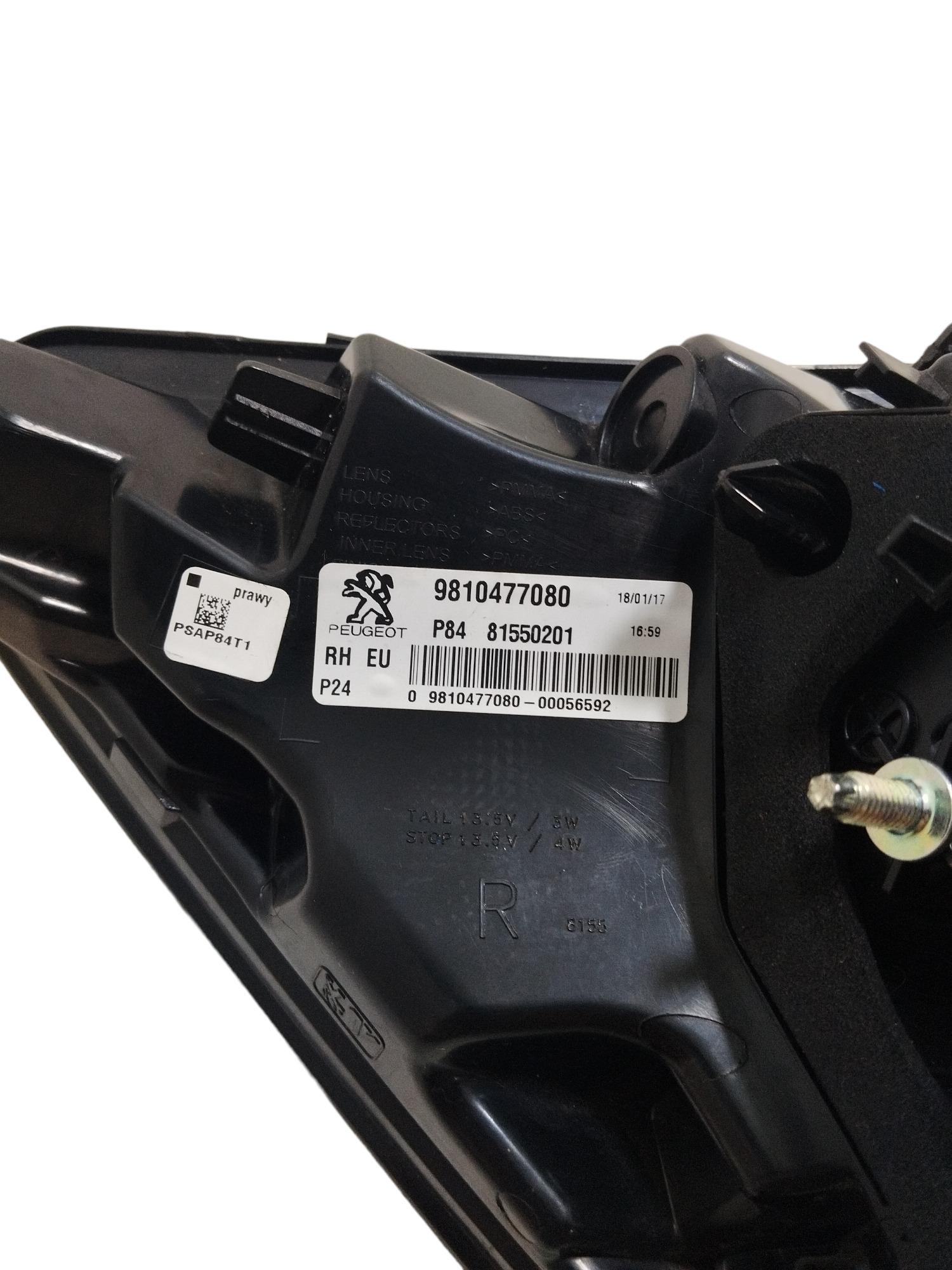 Lanterna Traseira Direita Original Peugeot 3008 Detalhe Direito/passageiro Preto/vermelho